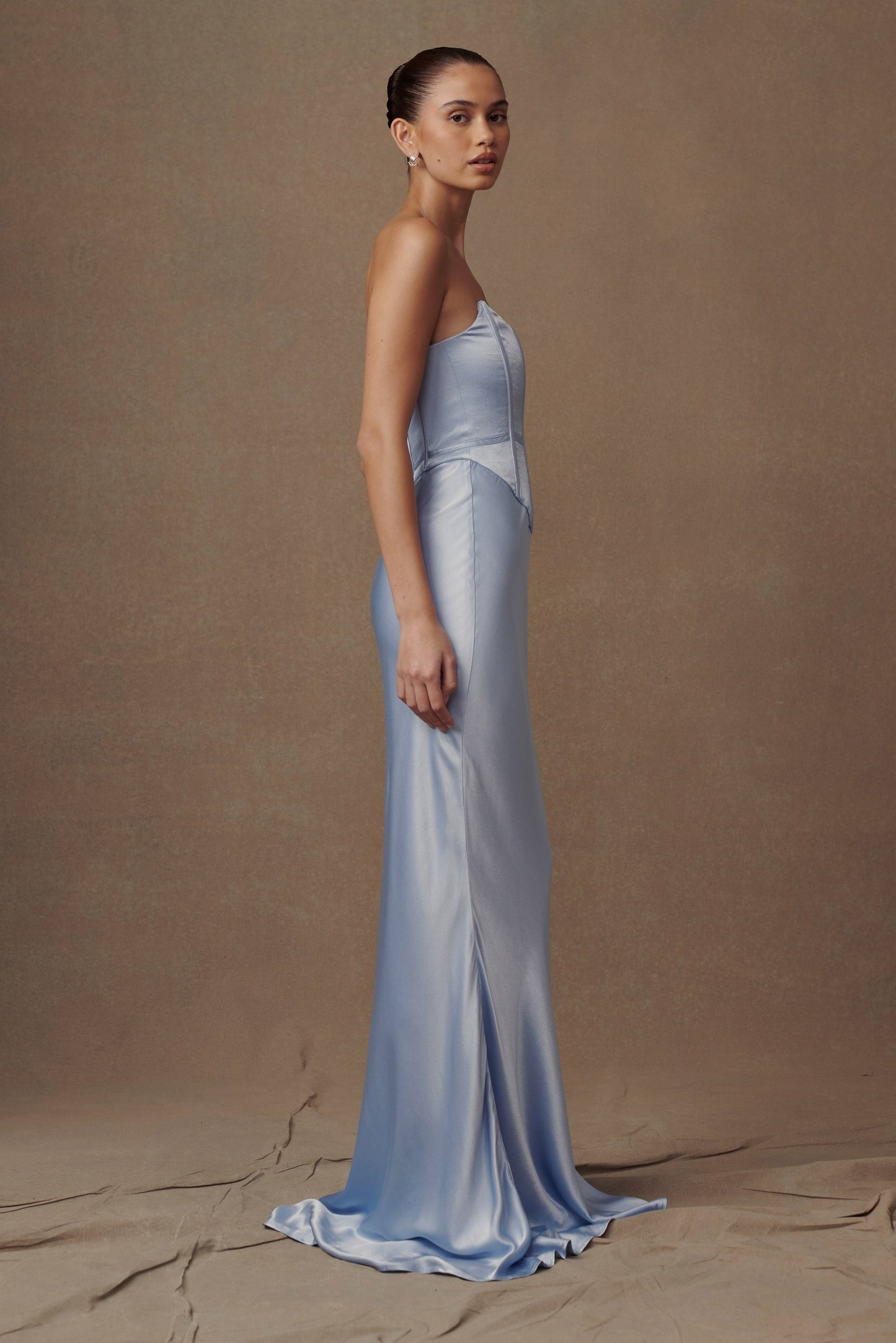 Harlow Satin Strapless Maxi Dress - Cornflower Blue