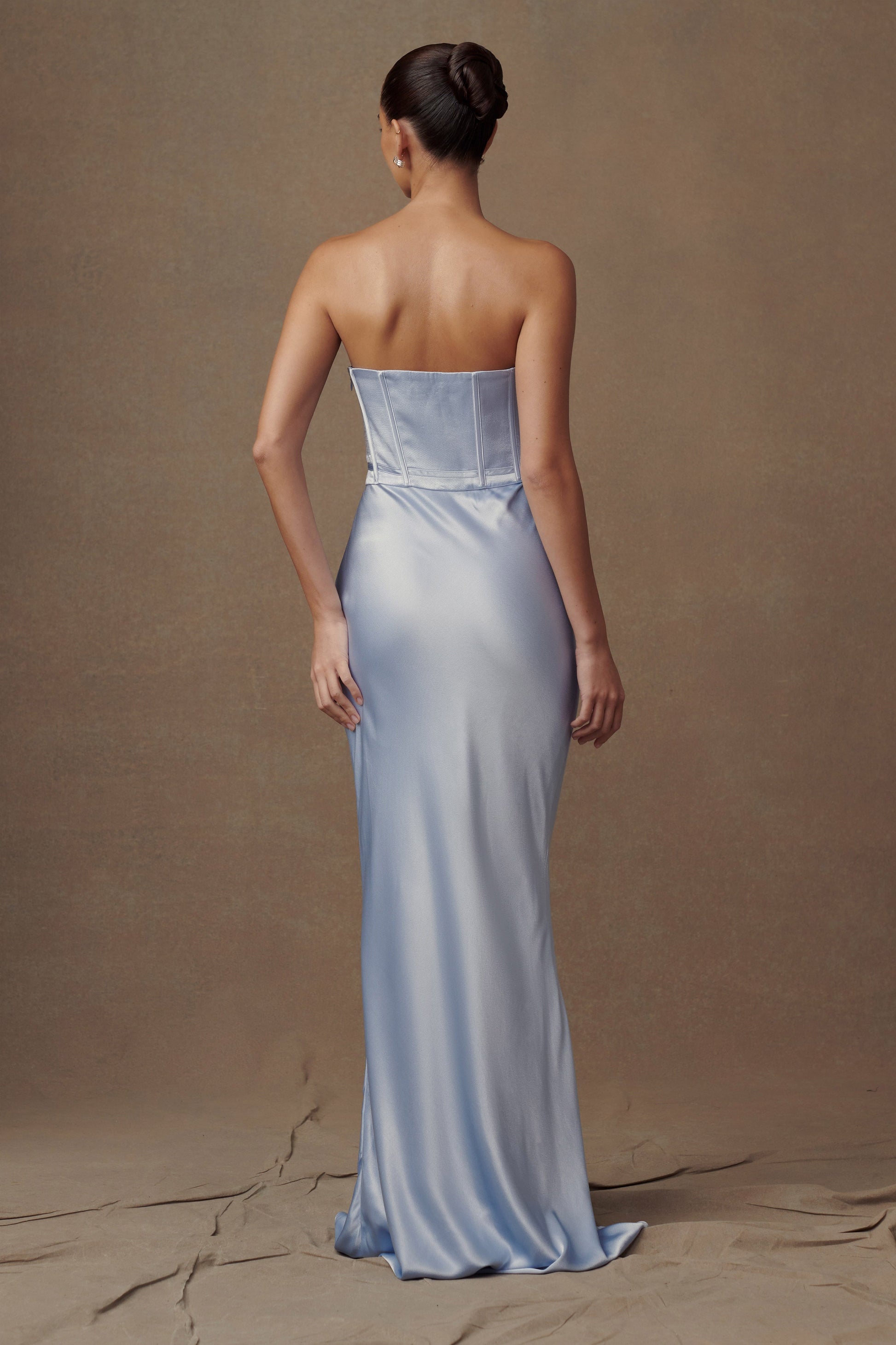 Harlow Satin Strapless Maxi Dress - Cornflower Blue #2