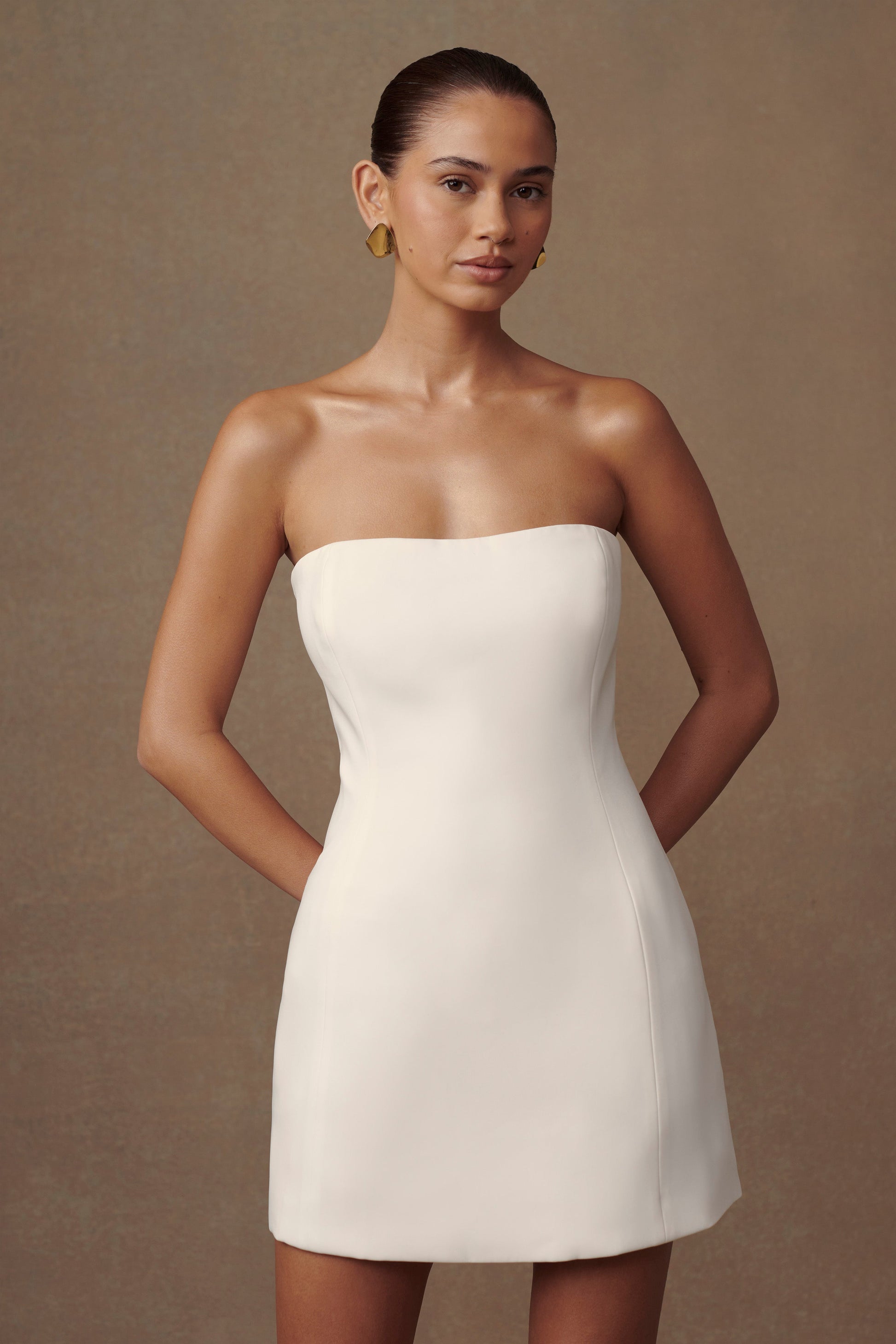 Neeka Strapless Bow Back Mini Dress - White #3