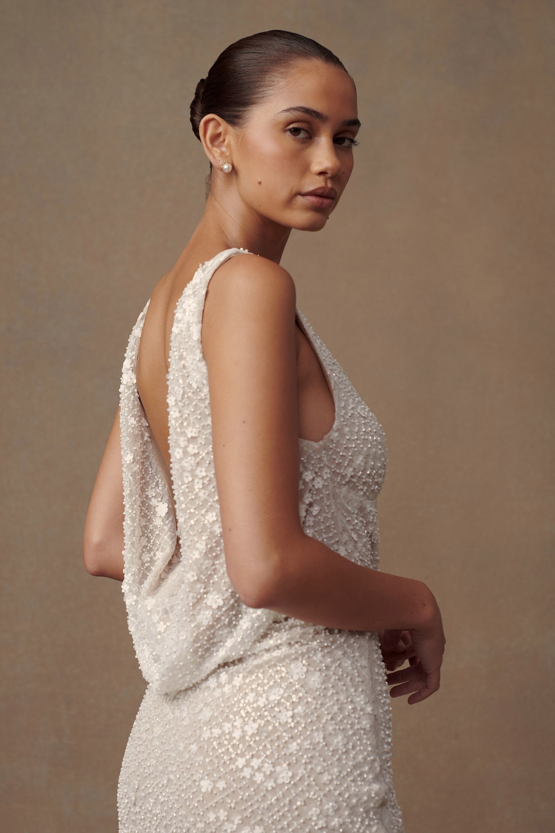 Louanne Daisy Beaded Mini Dress - White #10