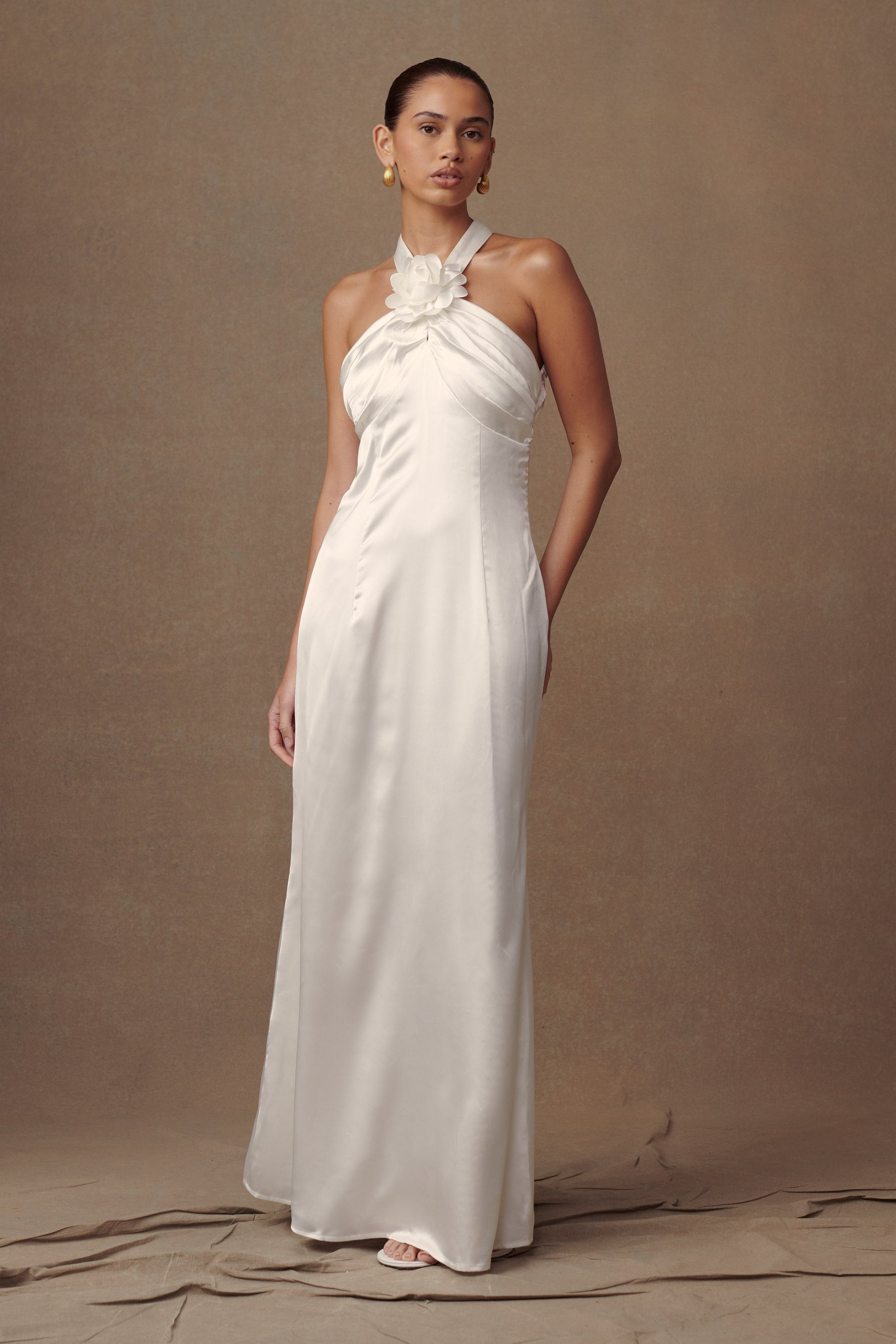 Dylan Rose Halter Maxi Dress - White #2