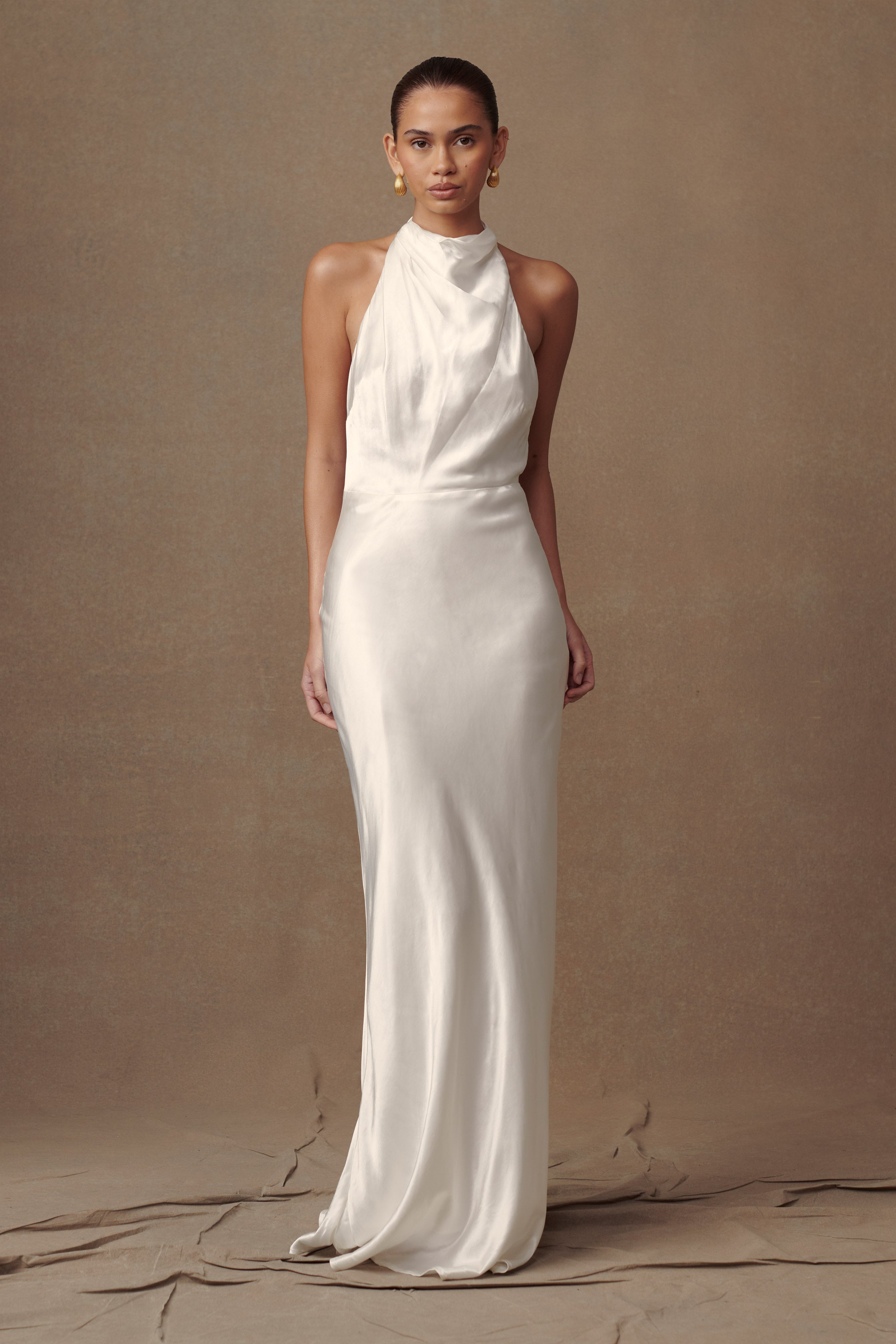 Esther Iridescent Satin Cowl Maxi Dress