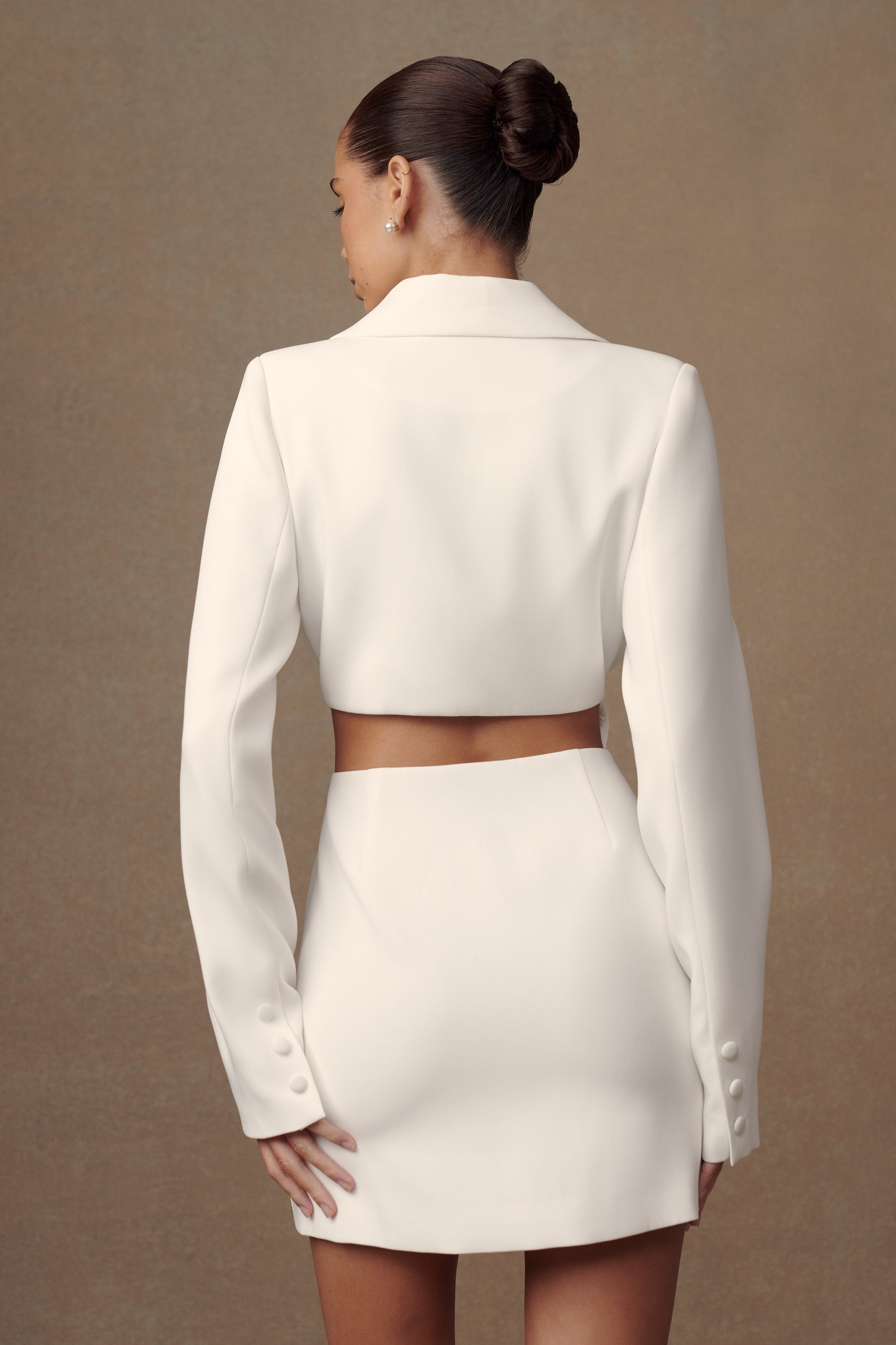 Trinity Crepe Blazer Dress - White #2