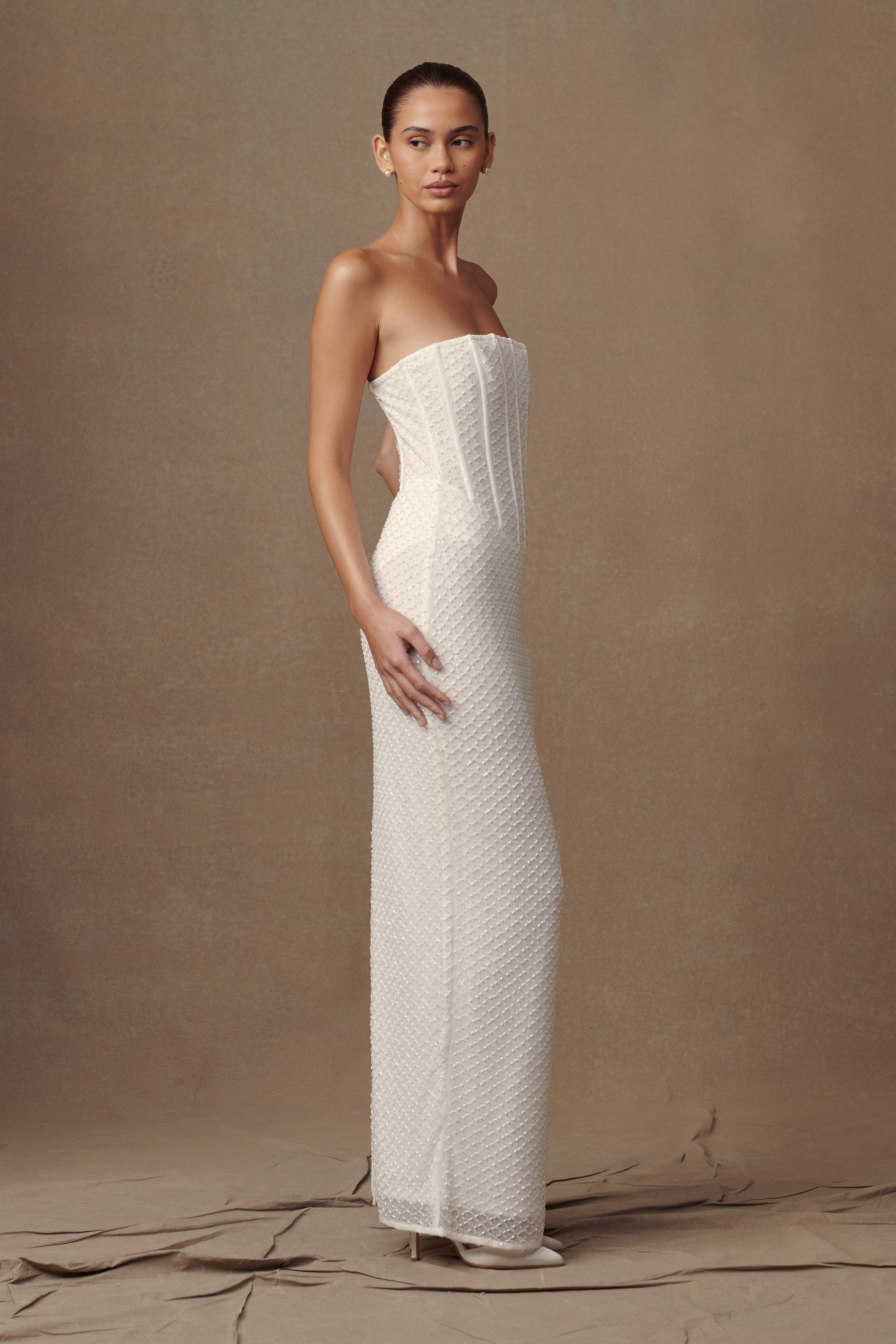 Gemma Strapless Sequin Maxi Dress - White #4
