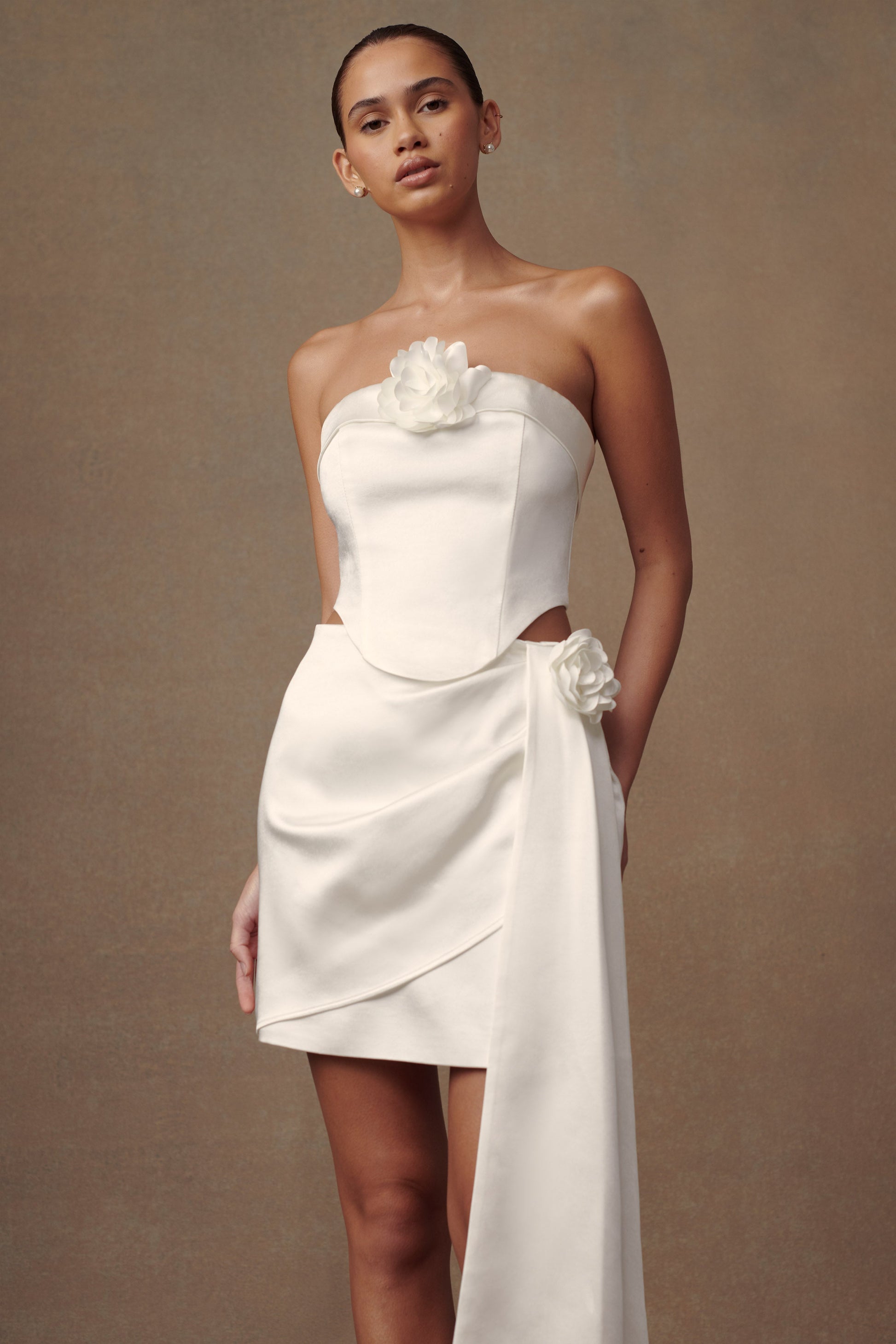 Margot Strapless Rose Corset - White #6
