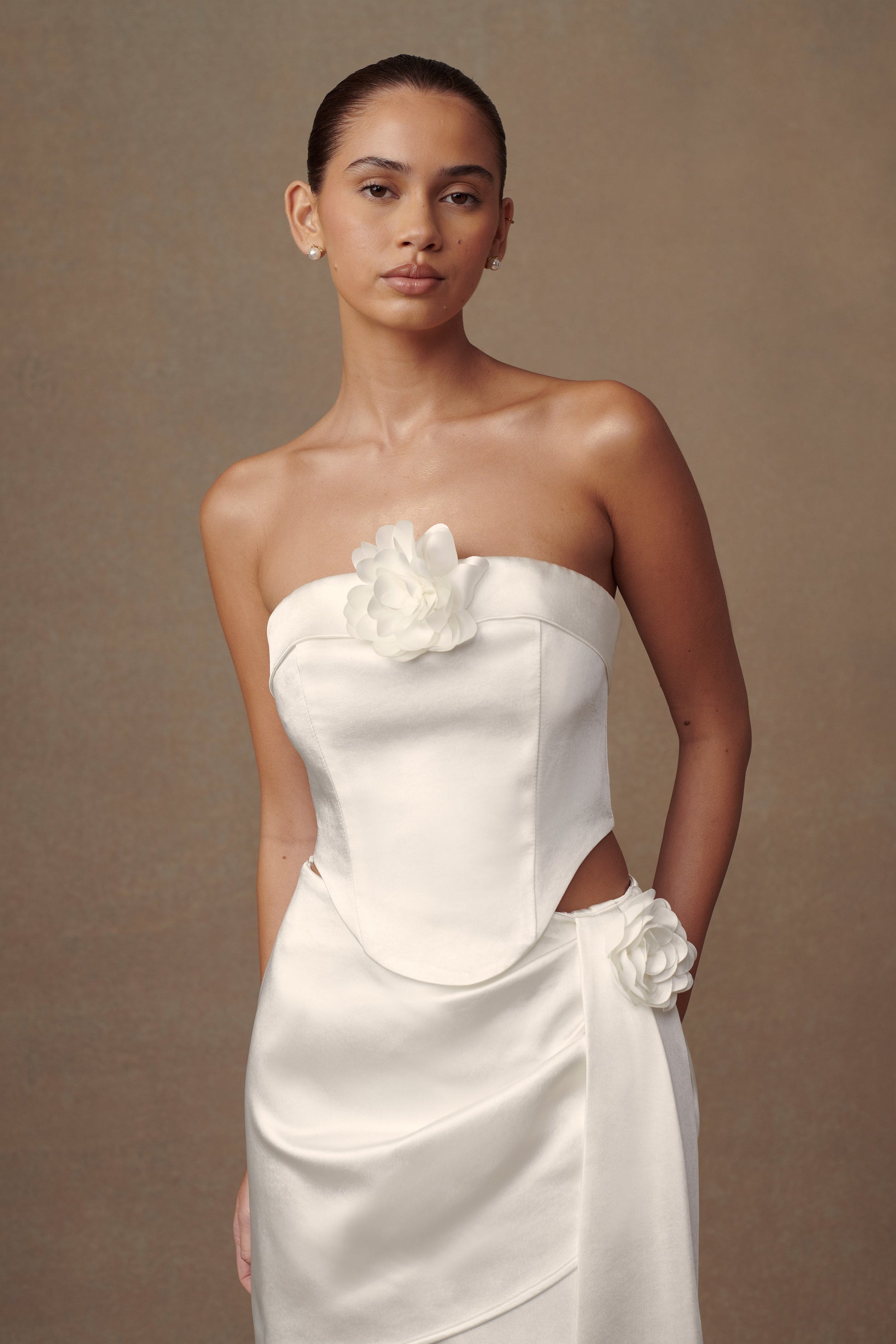 Margot Strapless Rose Corset - White #2