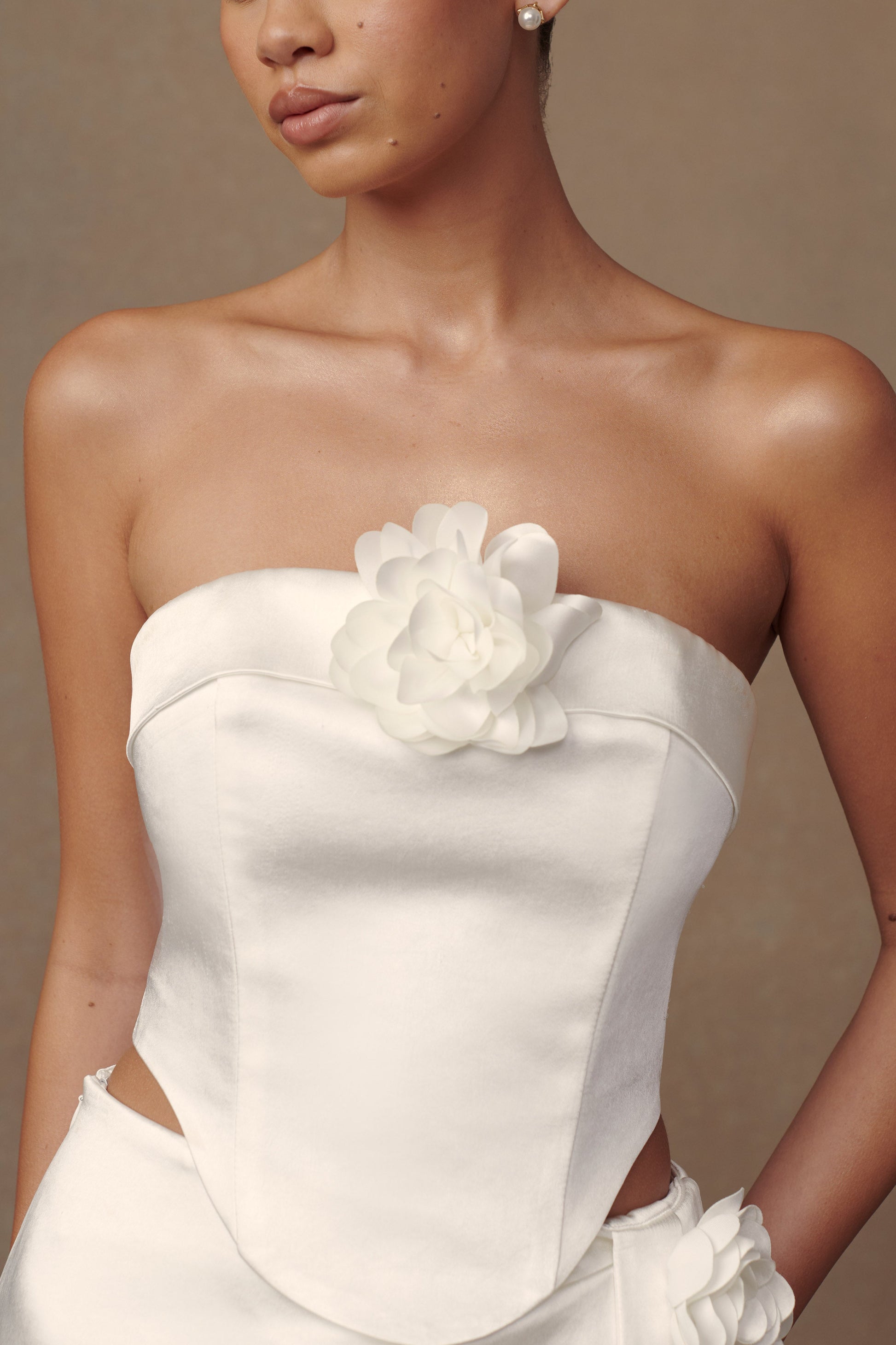 Margot Strapless Rose Corset - White #4