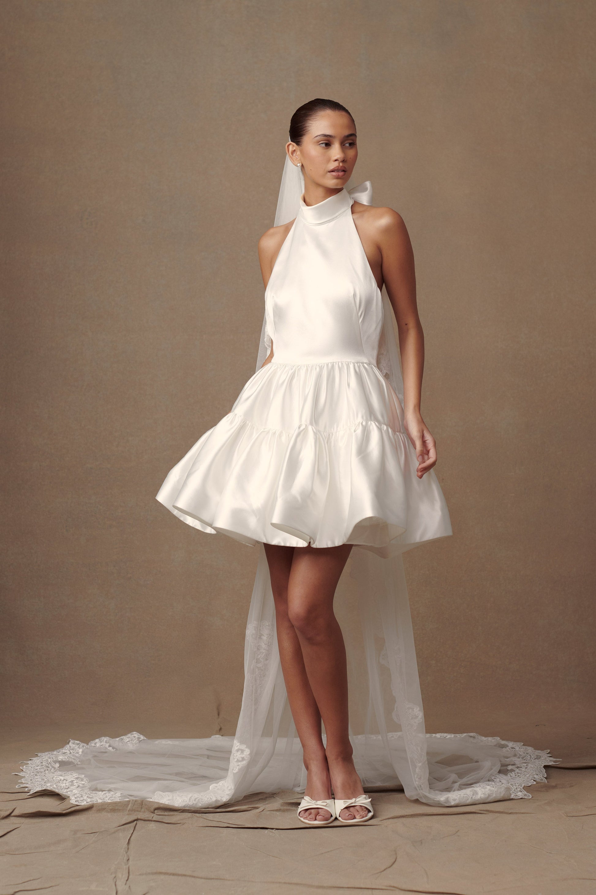 Paulette Lace Trim Veil - White #4