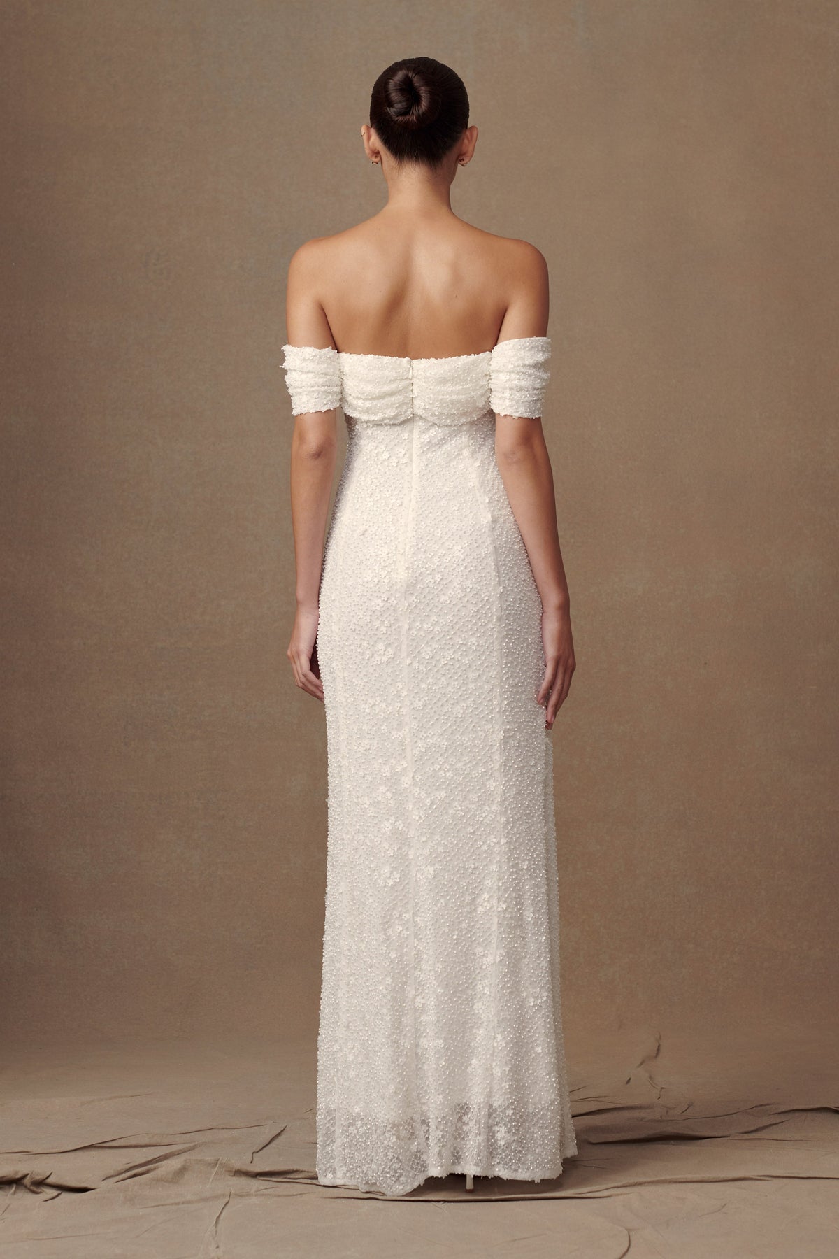 Priyanka Daisy Beaded Off Shoulder Wedding Gown - White #3