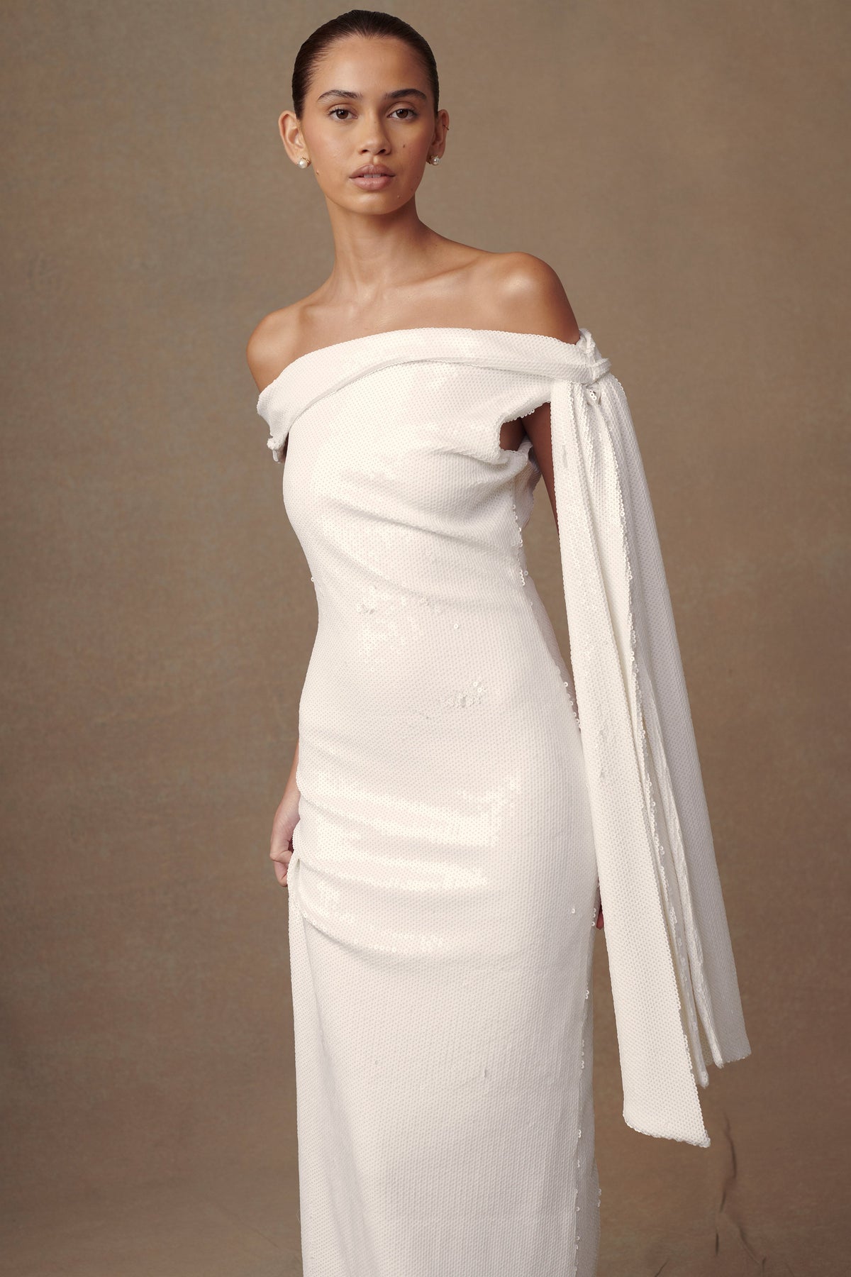 Catarina Sequin Maxi Dress - White #4