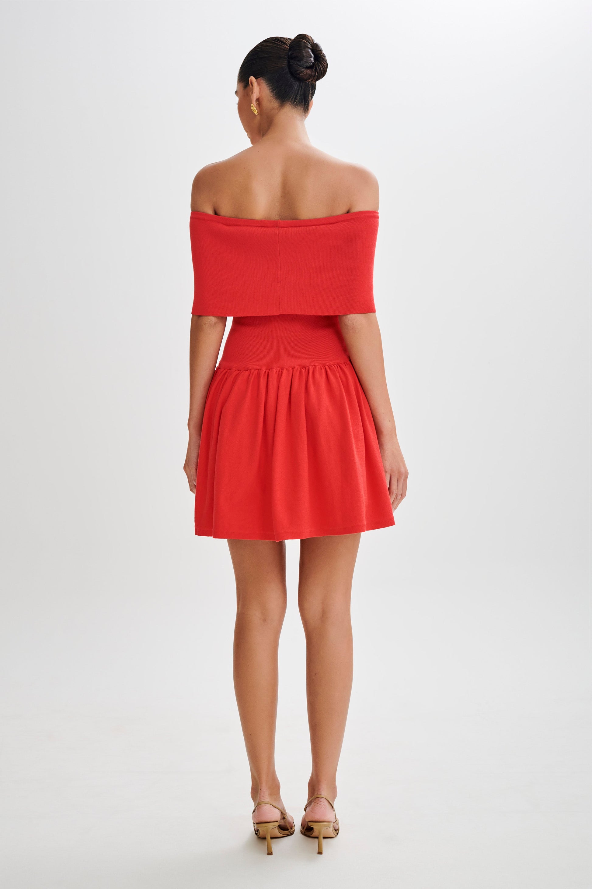 Lydia Off Shoulder Knit Mini Dress - Red #5