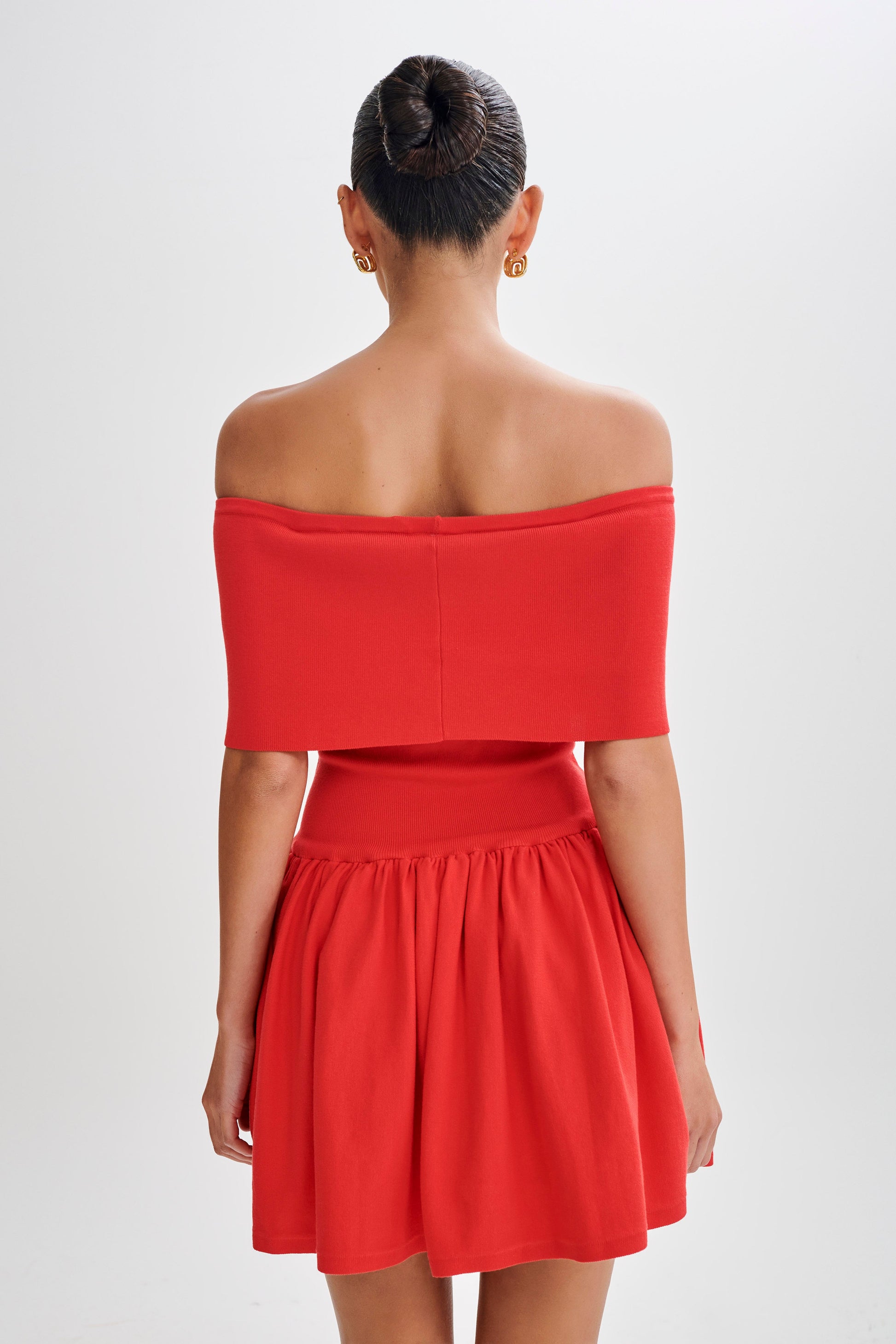 Lydia Off Shoulder Knit Mini Dress - Red #3