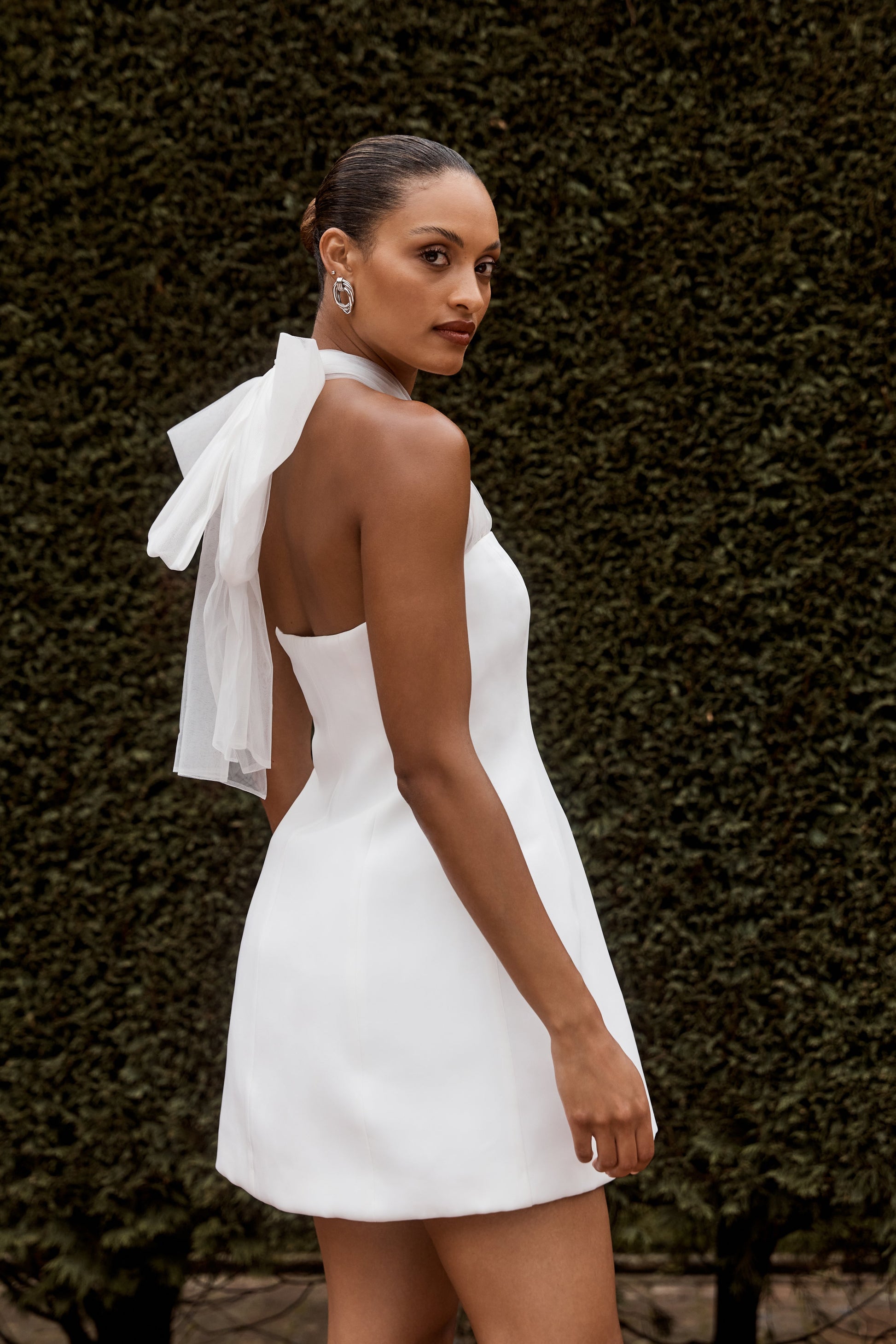 Maryam Tulle Bow Mini Dress - White #2