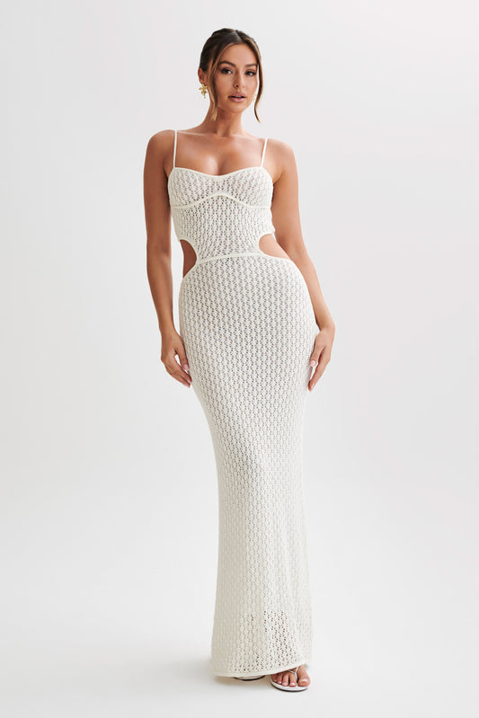 Nerida Knit Cut Out Maxi Dress - Ivory