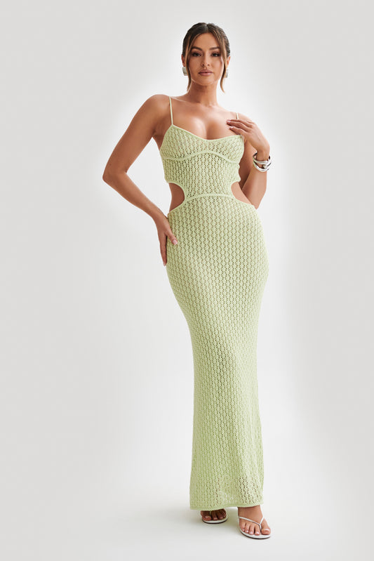 Nerida Knit Cut Out Maxi Dress - Seafoam Green