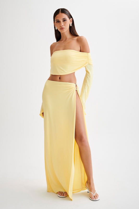 Suri Slinky Maxi Skirt With Silver Hardware - Yellow