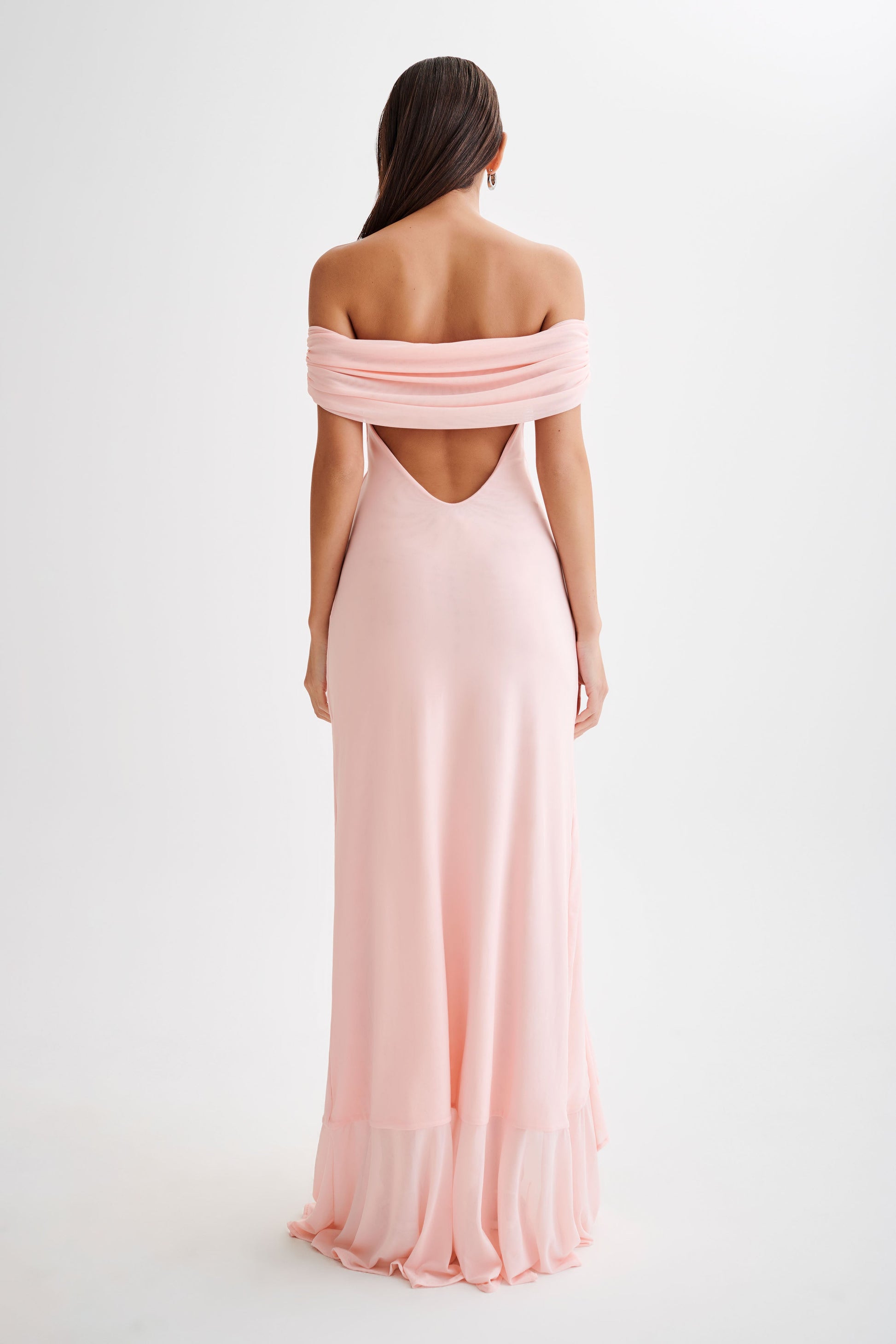 Audrey Off Shoulder Mesh Maxi Dress - Pale Pink #2