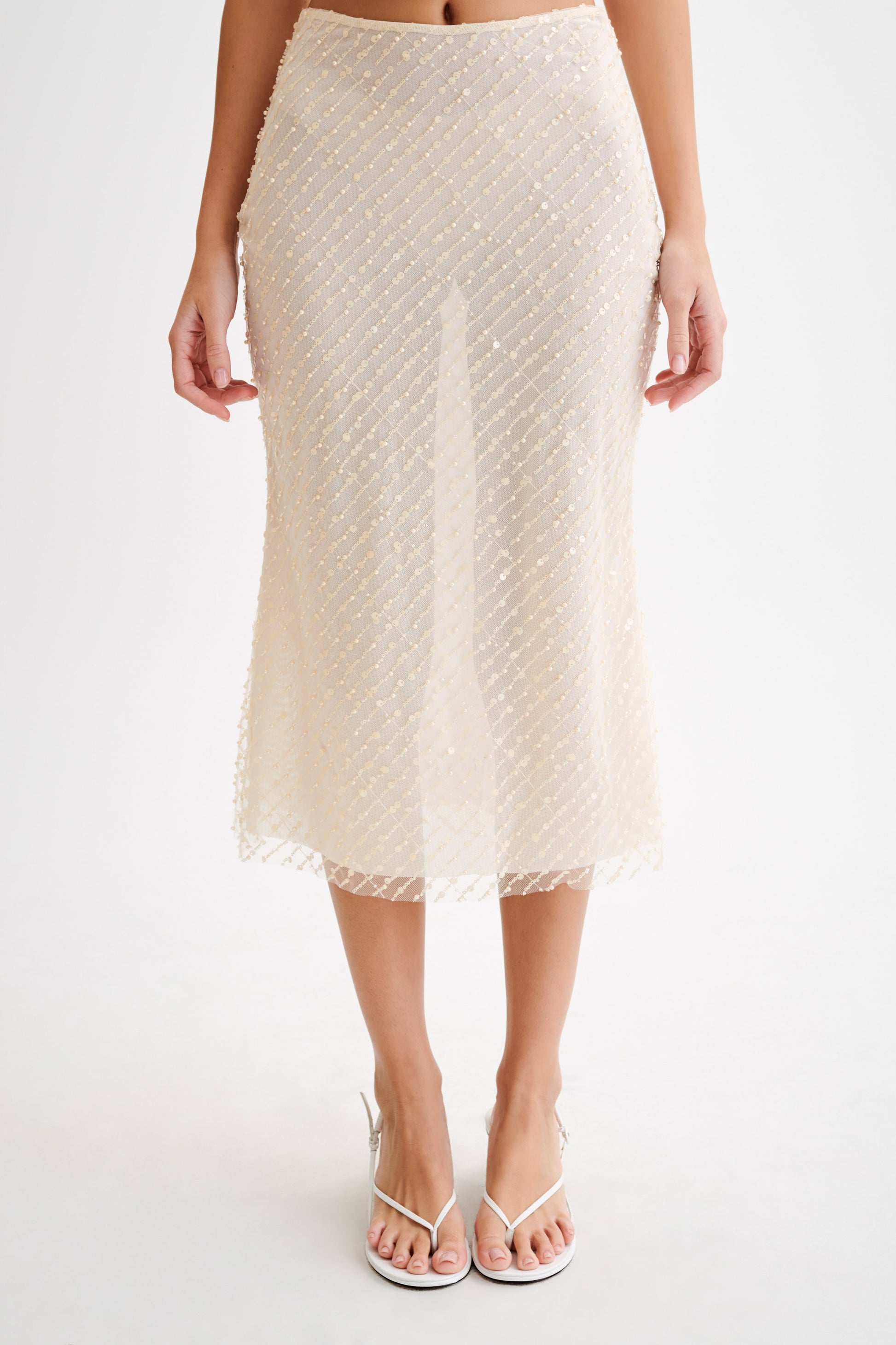 Brynne Sequin Midi Skirt - Buttercream #8