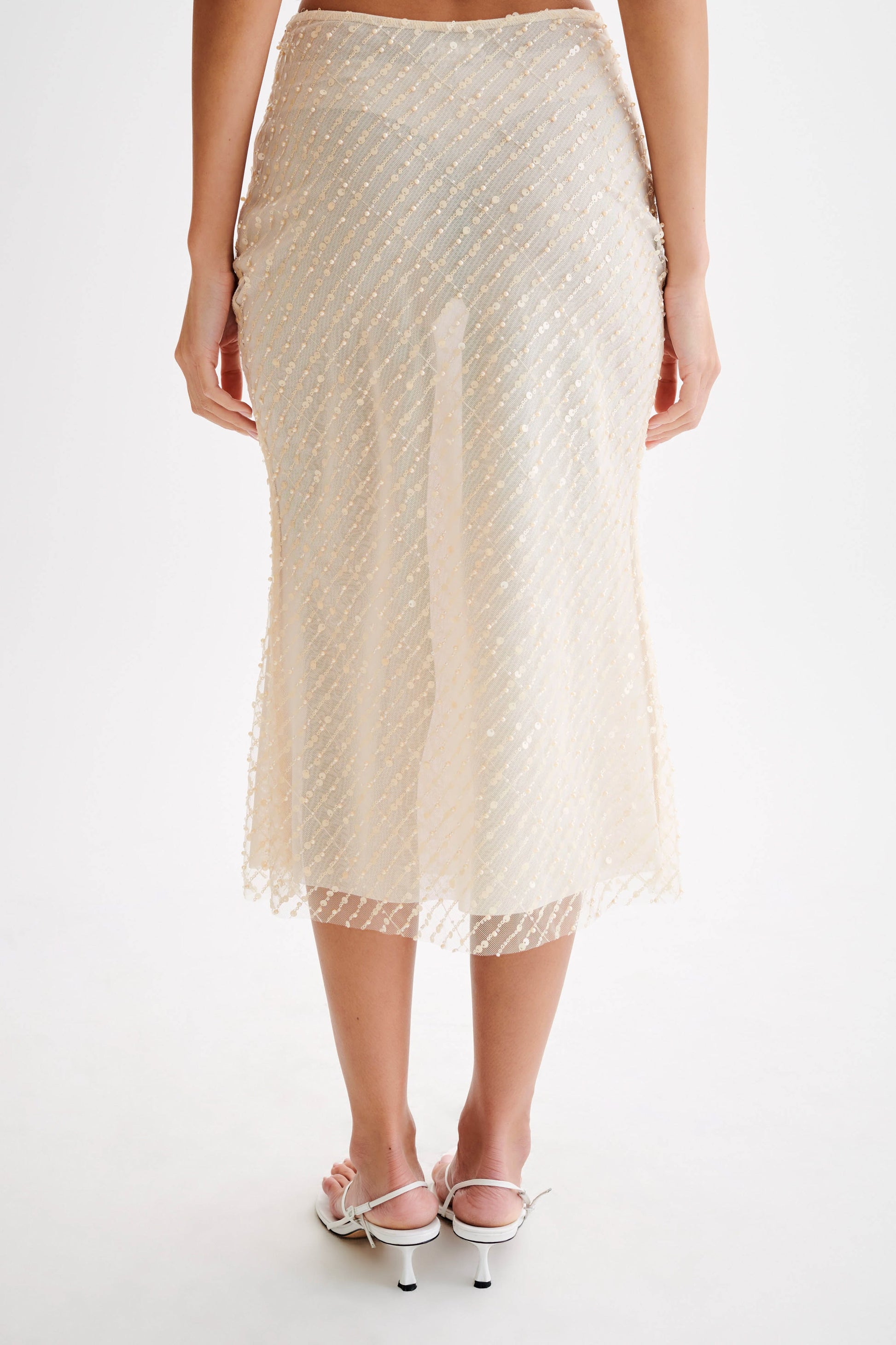 Brynne Sequin Midi Skirt - Buttercream #9