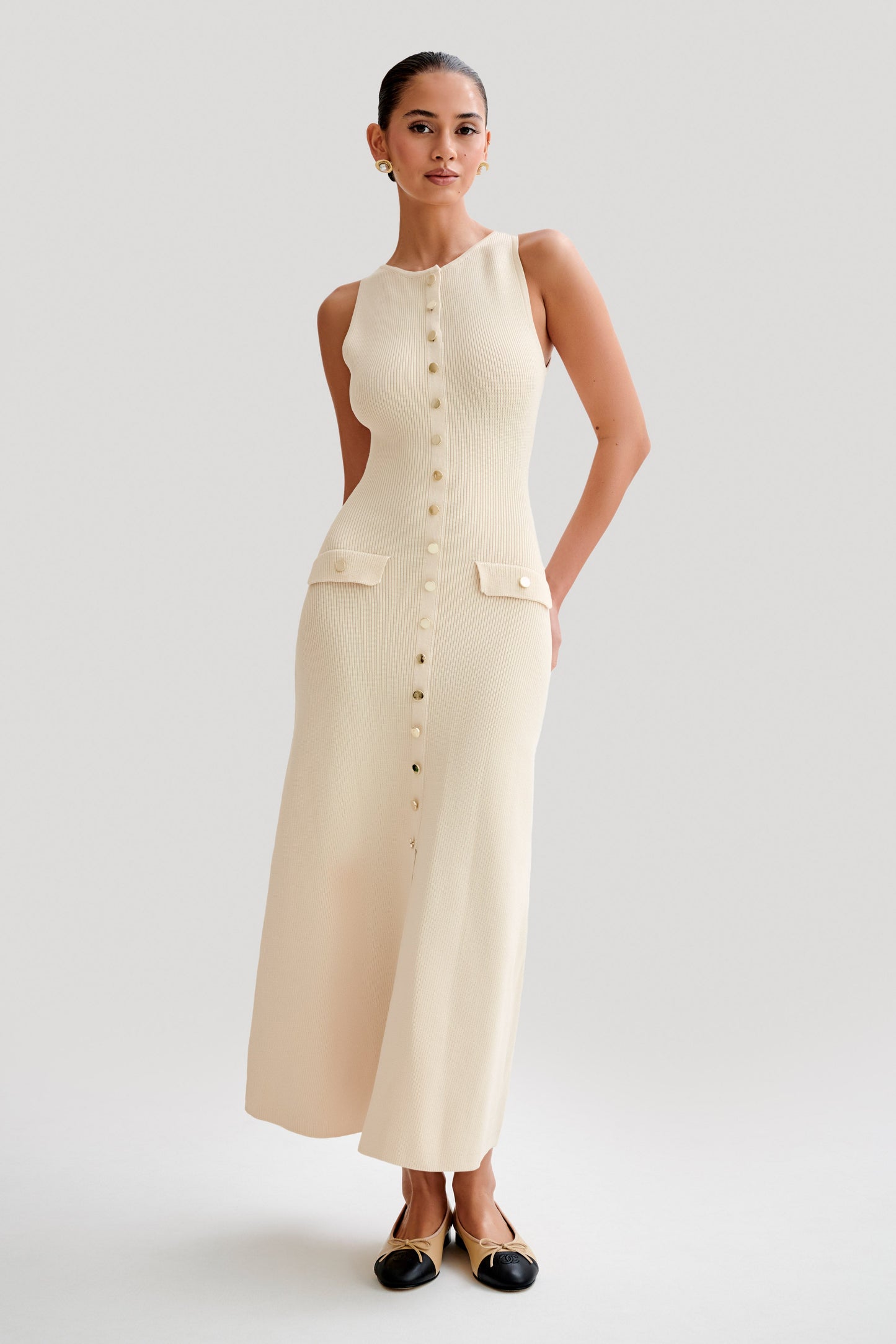 Sawyer Sleeveless Buttoned Maxi Dress - Ivory