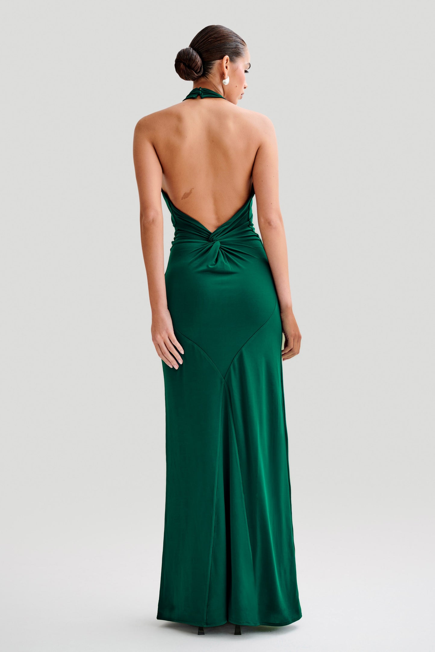 Elyna Slinky Halter Maxi Dress - Forest Green