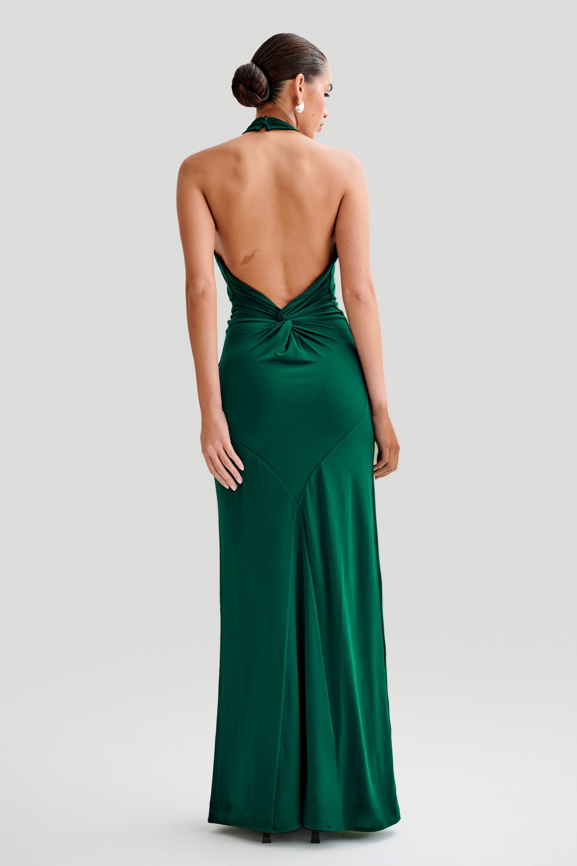 Elyna Slinky Halter Maxi Dress - Forest Green #3