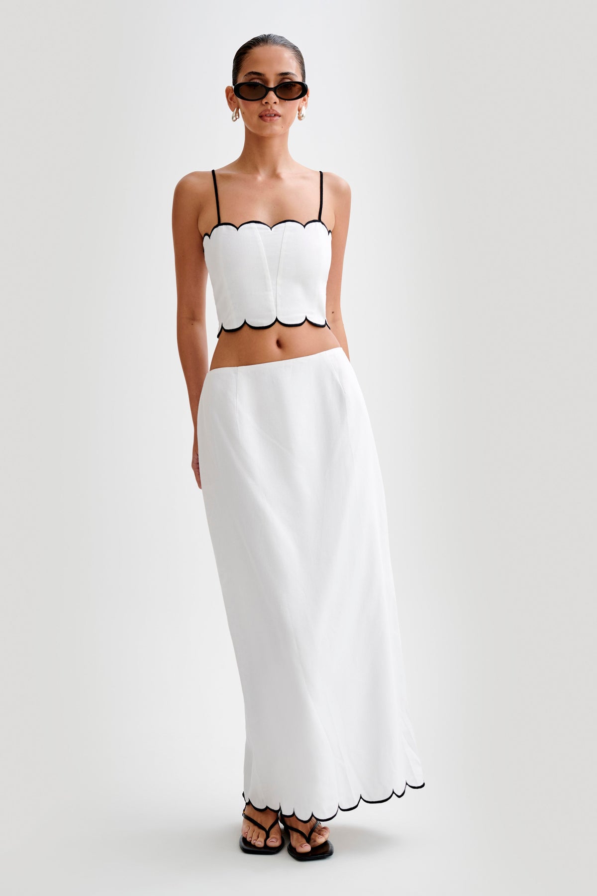 Alessio Scalloped Midi Skirt - Ivory #7