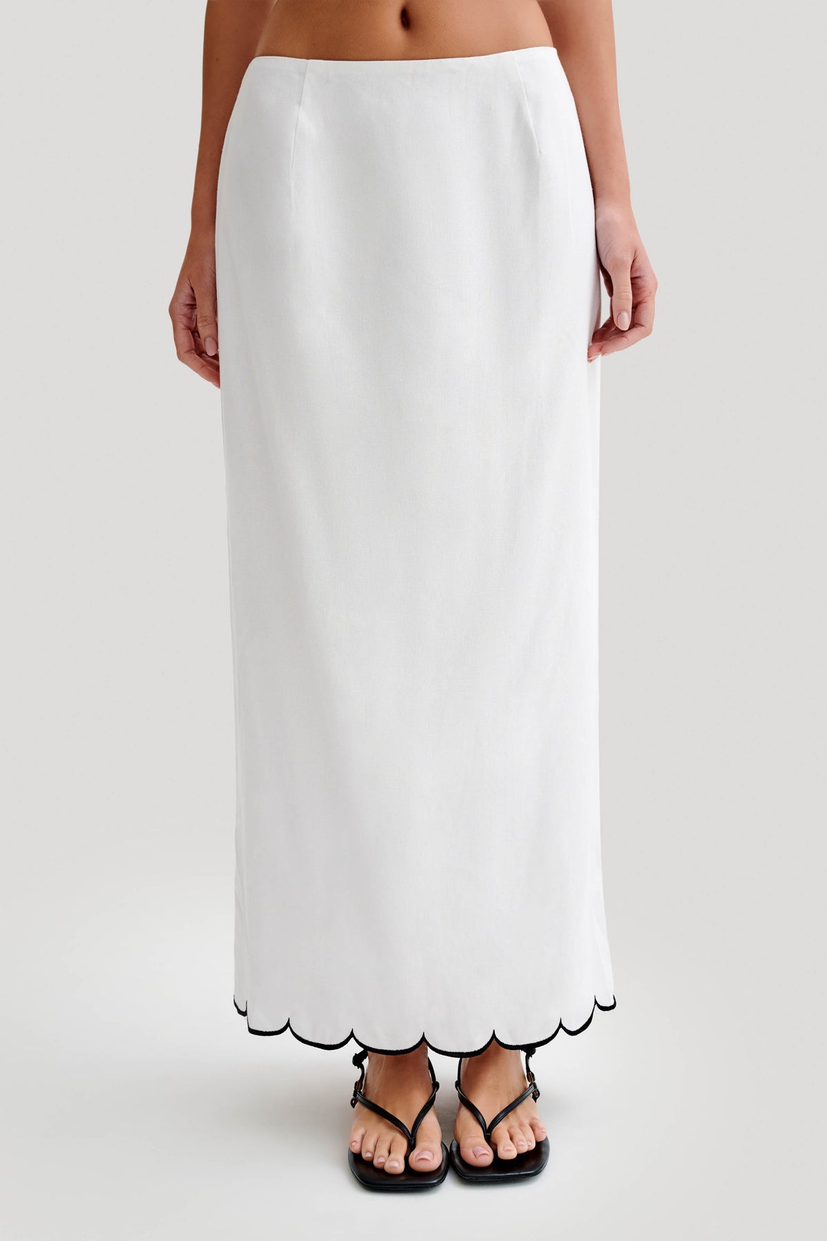 Alessio Scalloped Midi Skirt - Ivory #4