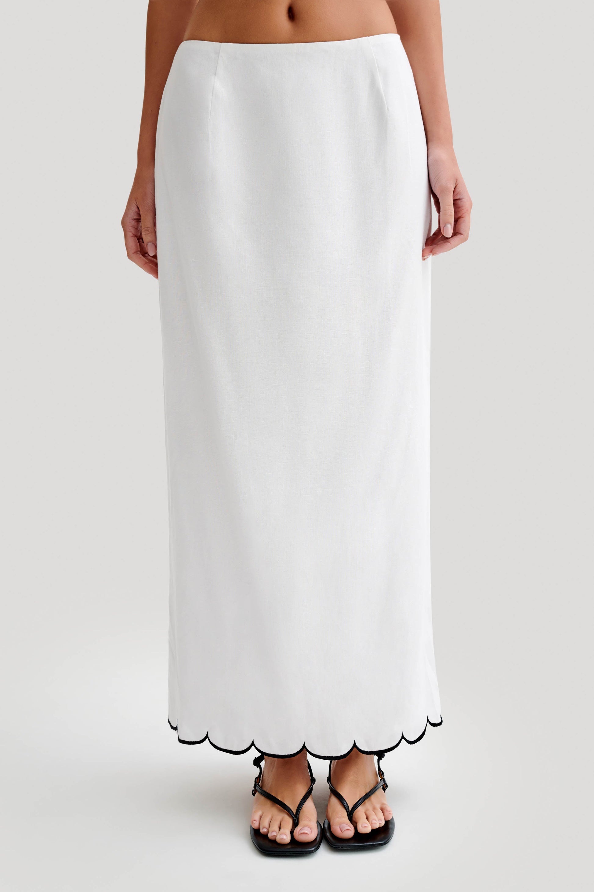 Alessio Scalloped Midi Skirt - Ivory #4