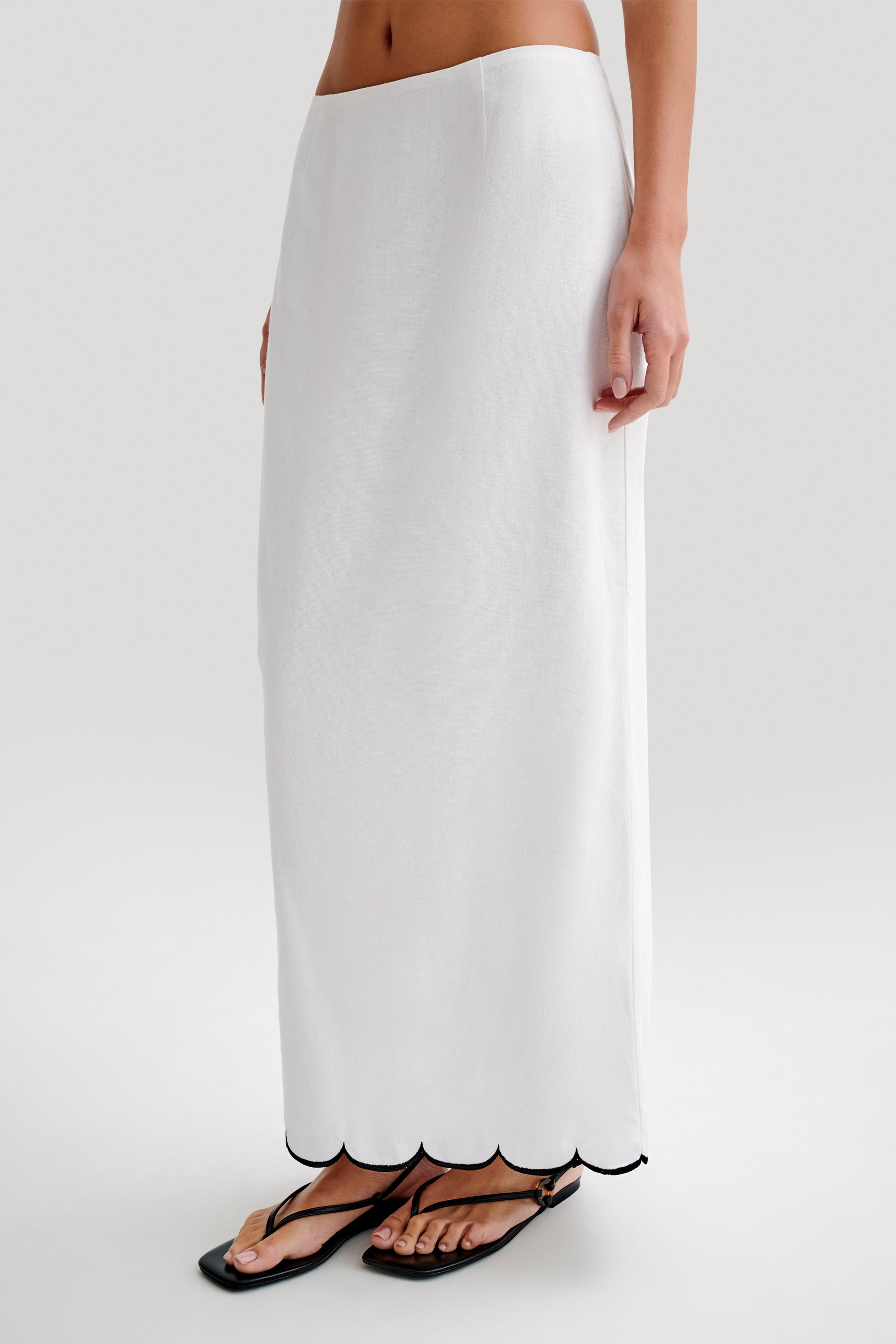 Alessio Scalloped Midi Skirt - Ivory #9