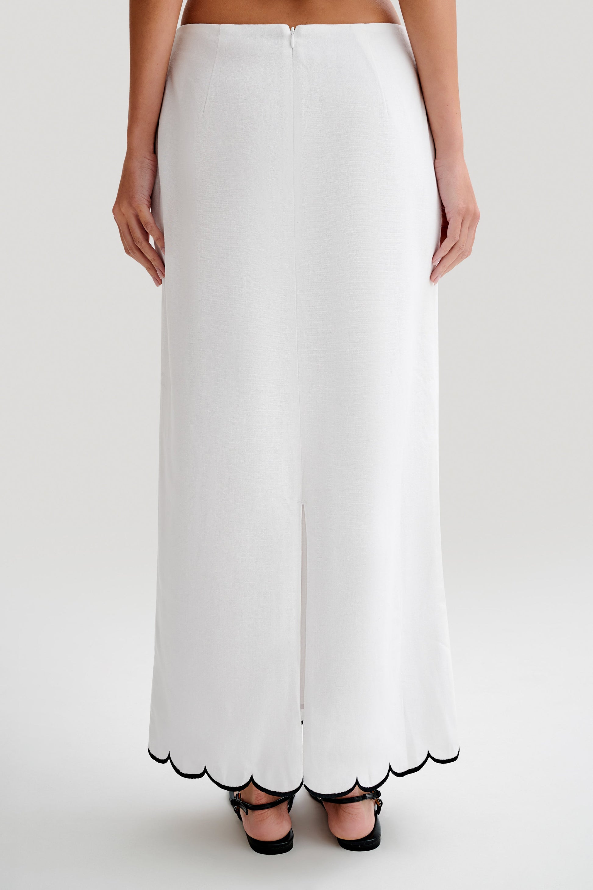 Alessio Scalloped Midi Skirt - Ivory #3