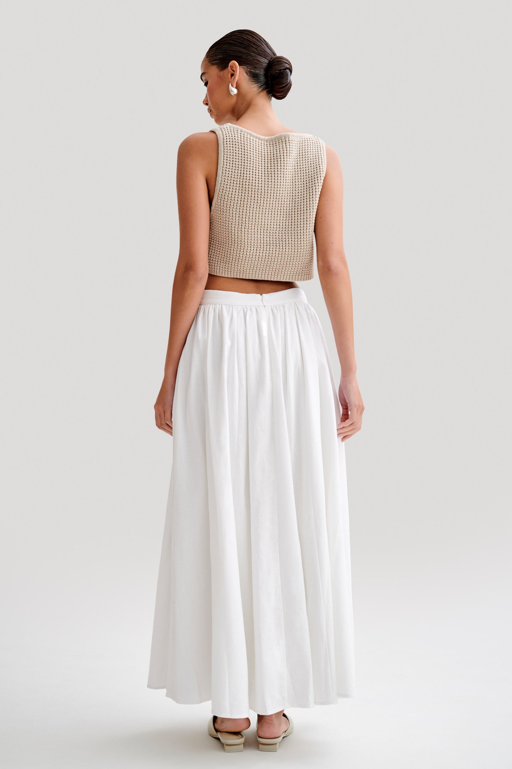 Clarence Linen A-Line Maxi Skirt - White #6