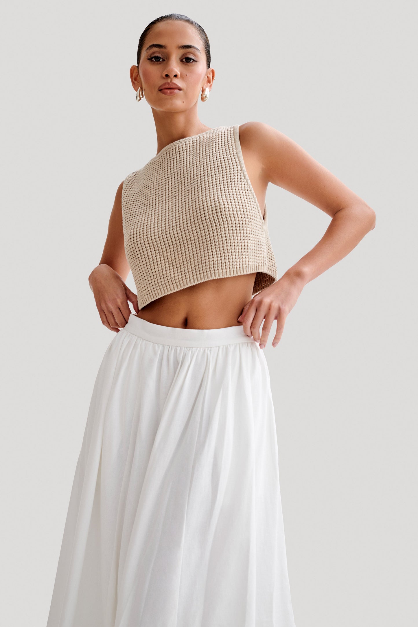 Gianni Sleeveless Knit Top - Natural