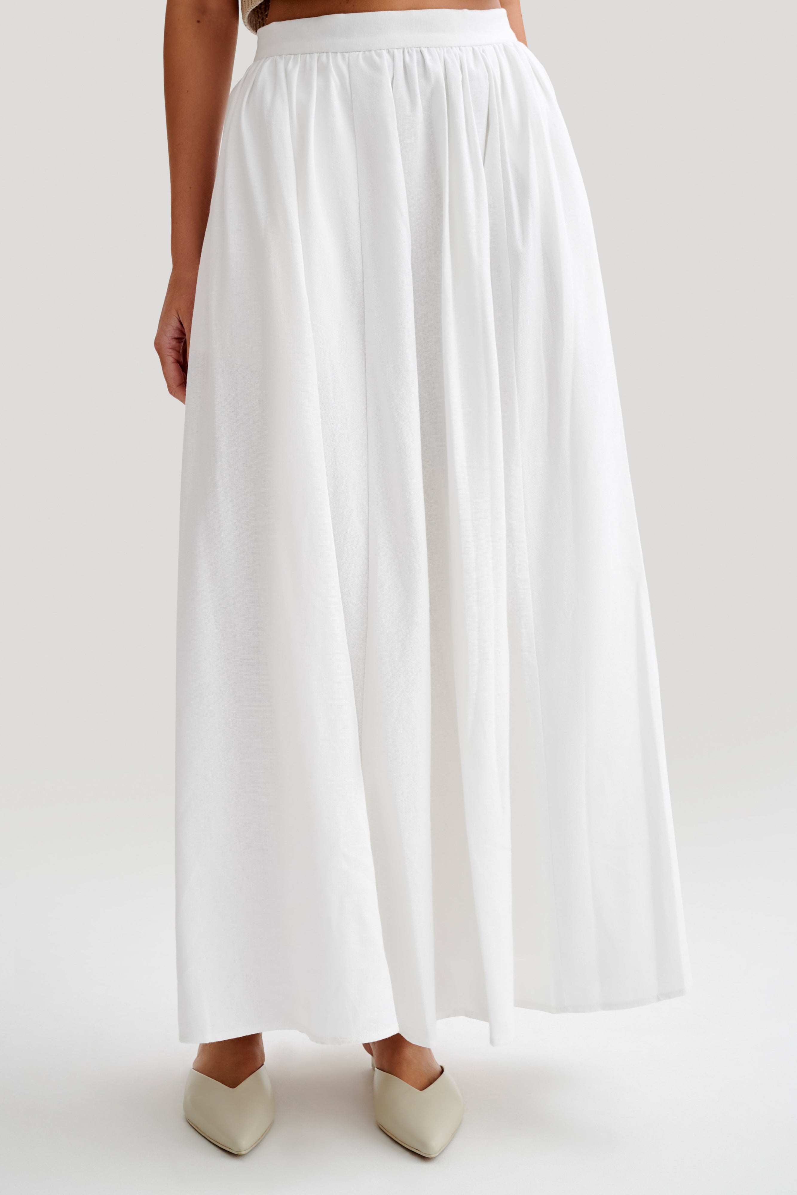 Clarence Linen A-Line Maxi Skirt - White | MESHKI UK