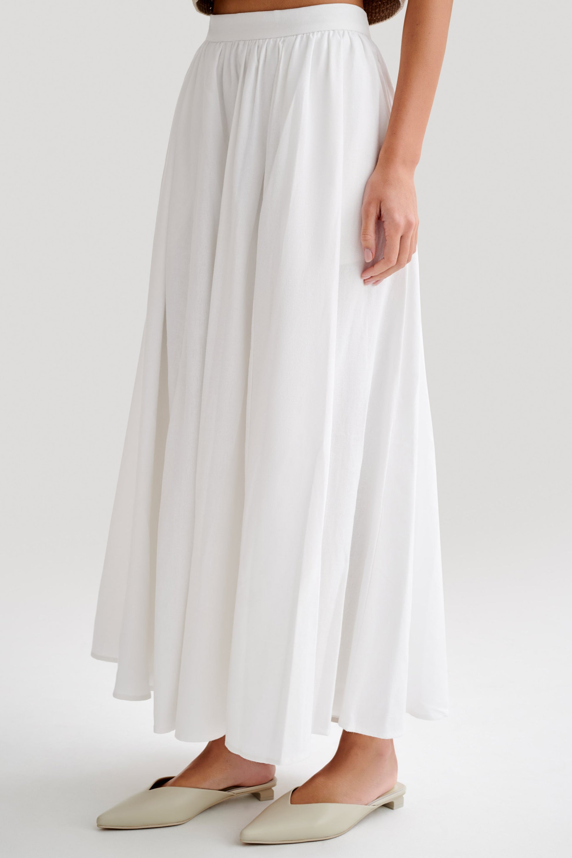 Clarence Linen A-Line Maxi Skirt - White #8