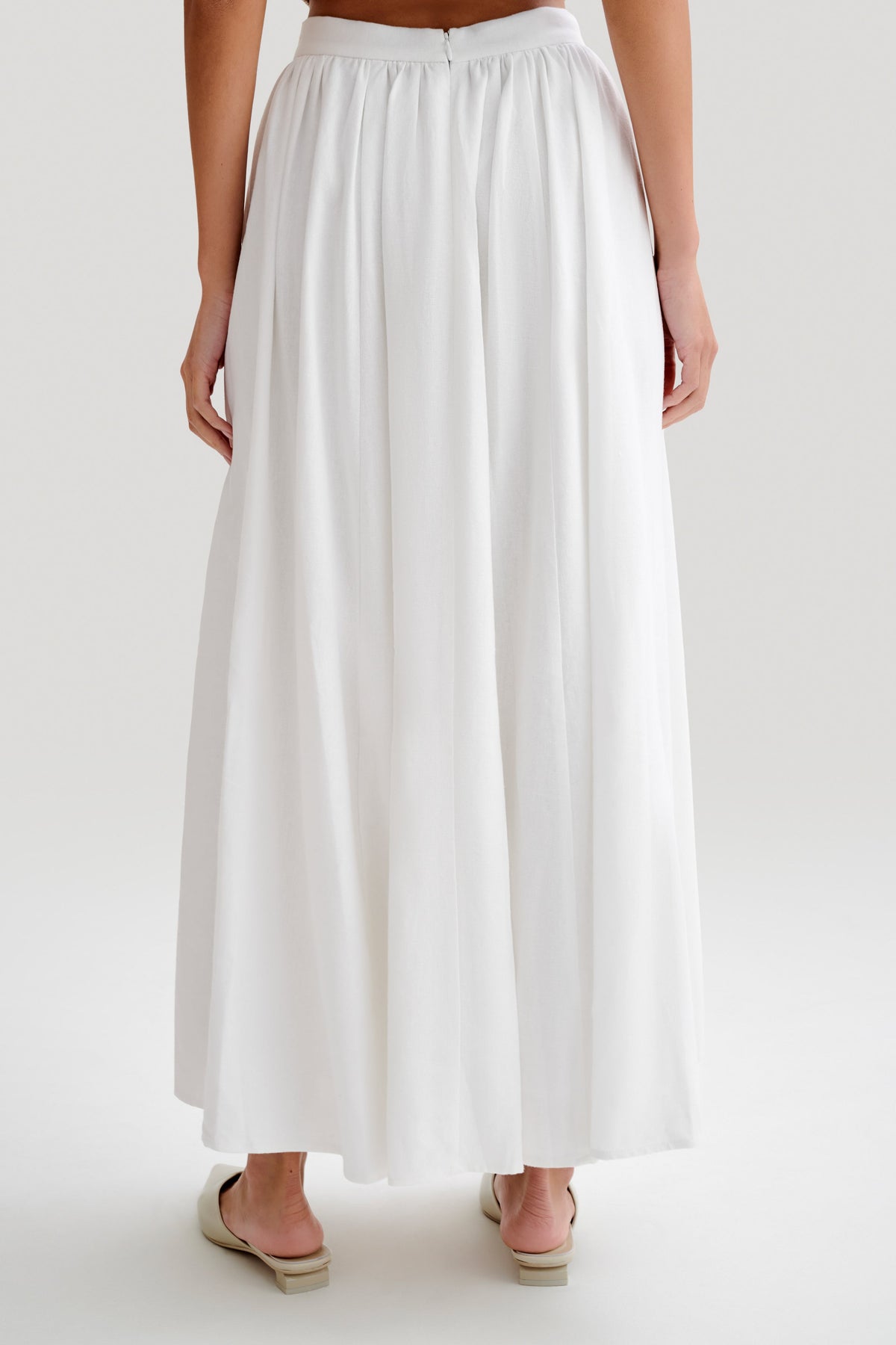 Clarence Linen A-Line Maxi Skirt - White #4