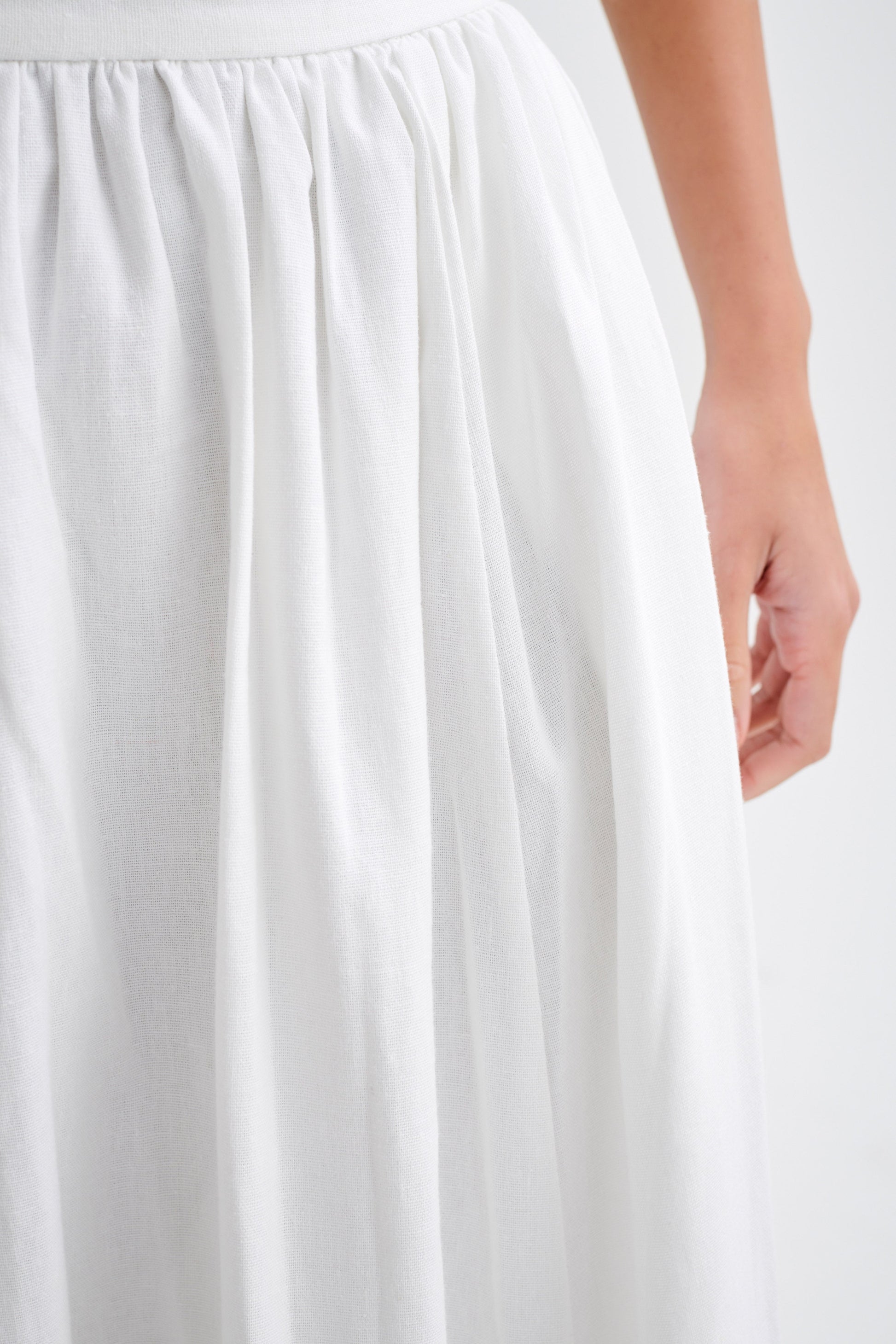 Clarence Linen A-Line Maxi Skirt - White #9
