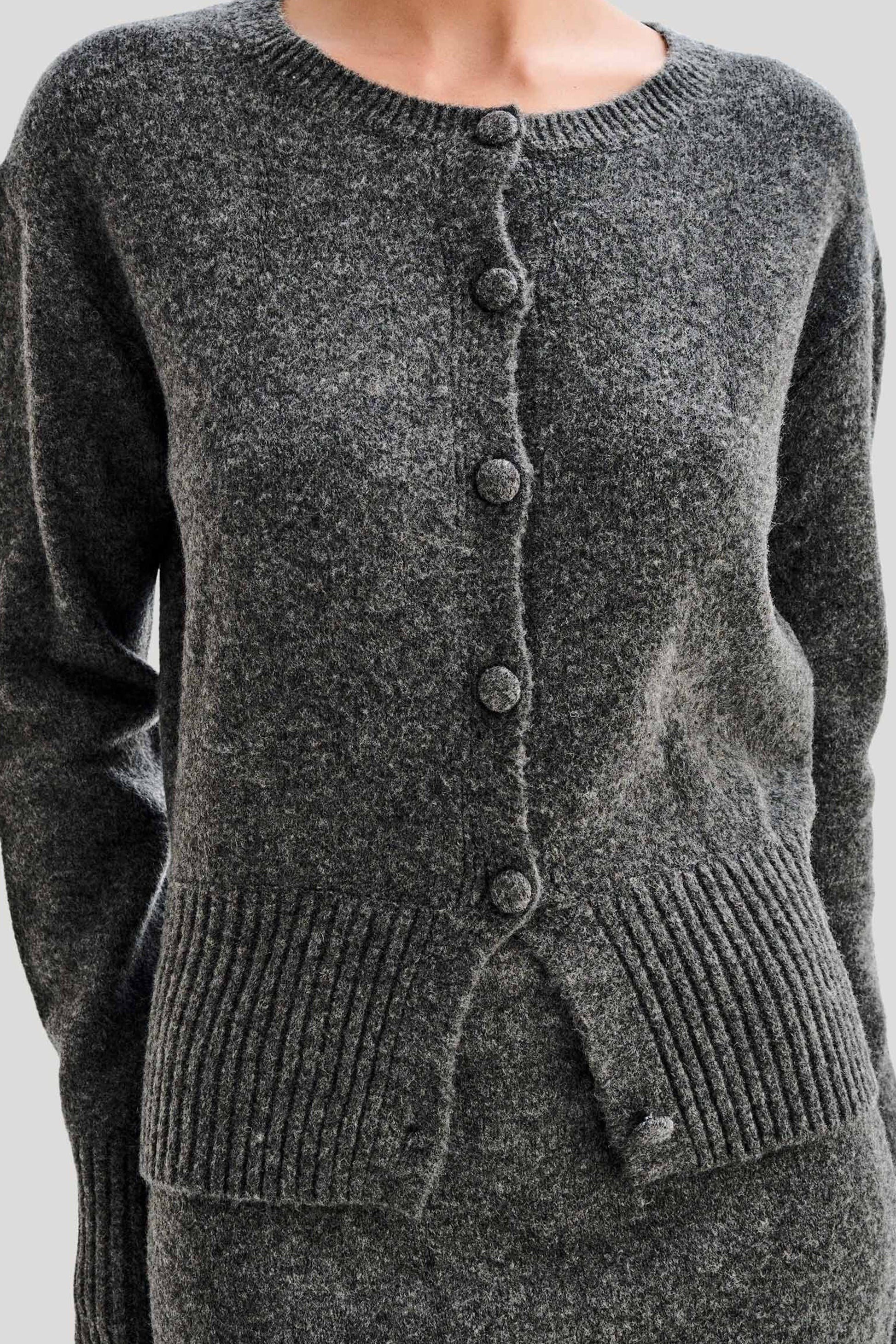 Genevieve Oversized Knit Cardigan - Charcoal Marle #9