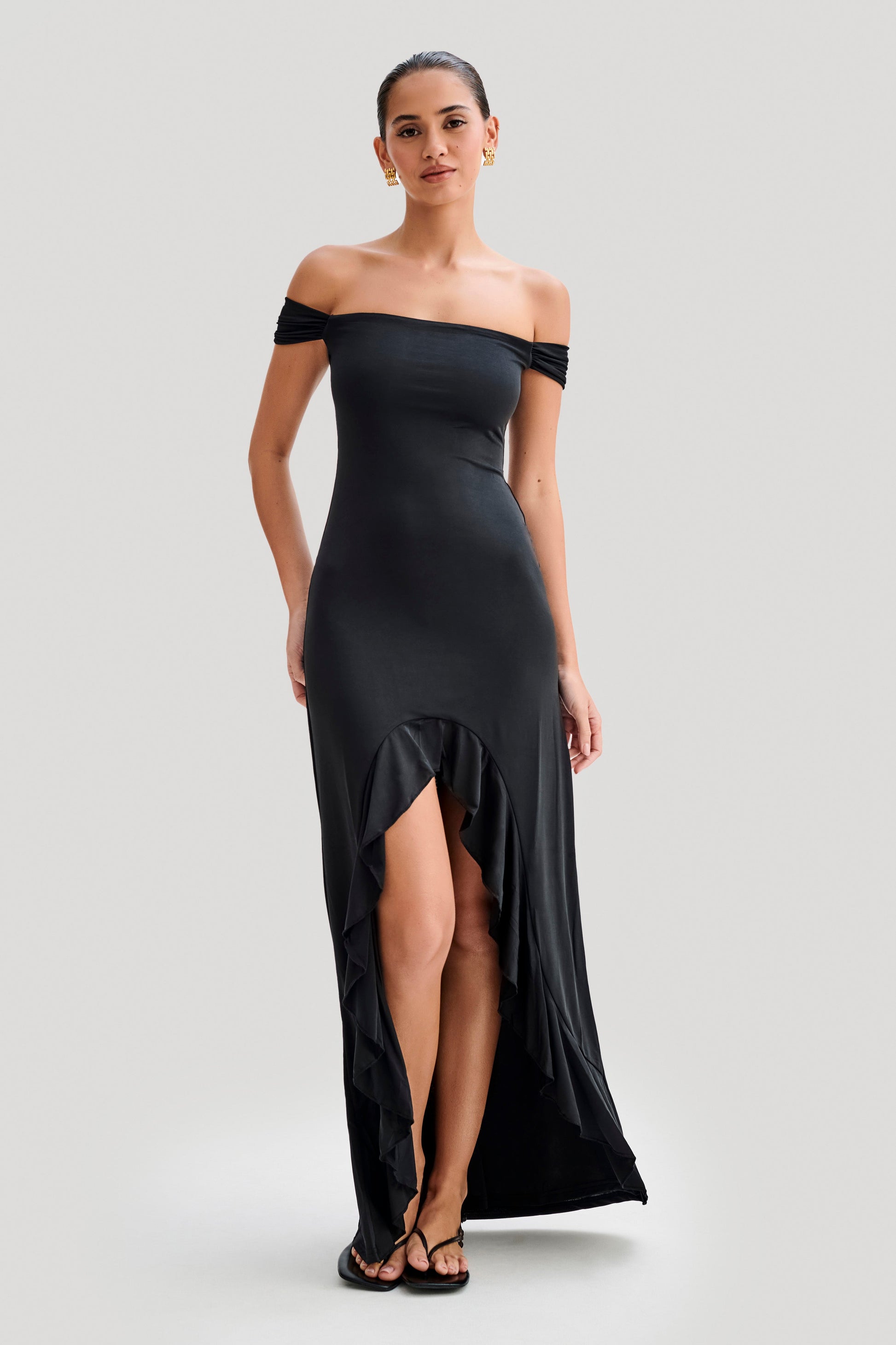 Eisley Slinky Off Shoulder Maxi Dress - Black #3