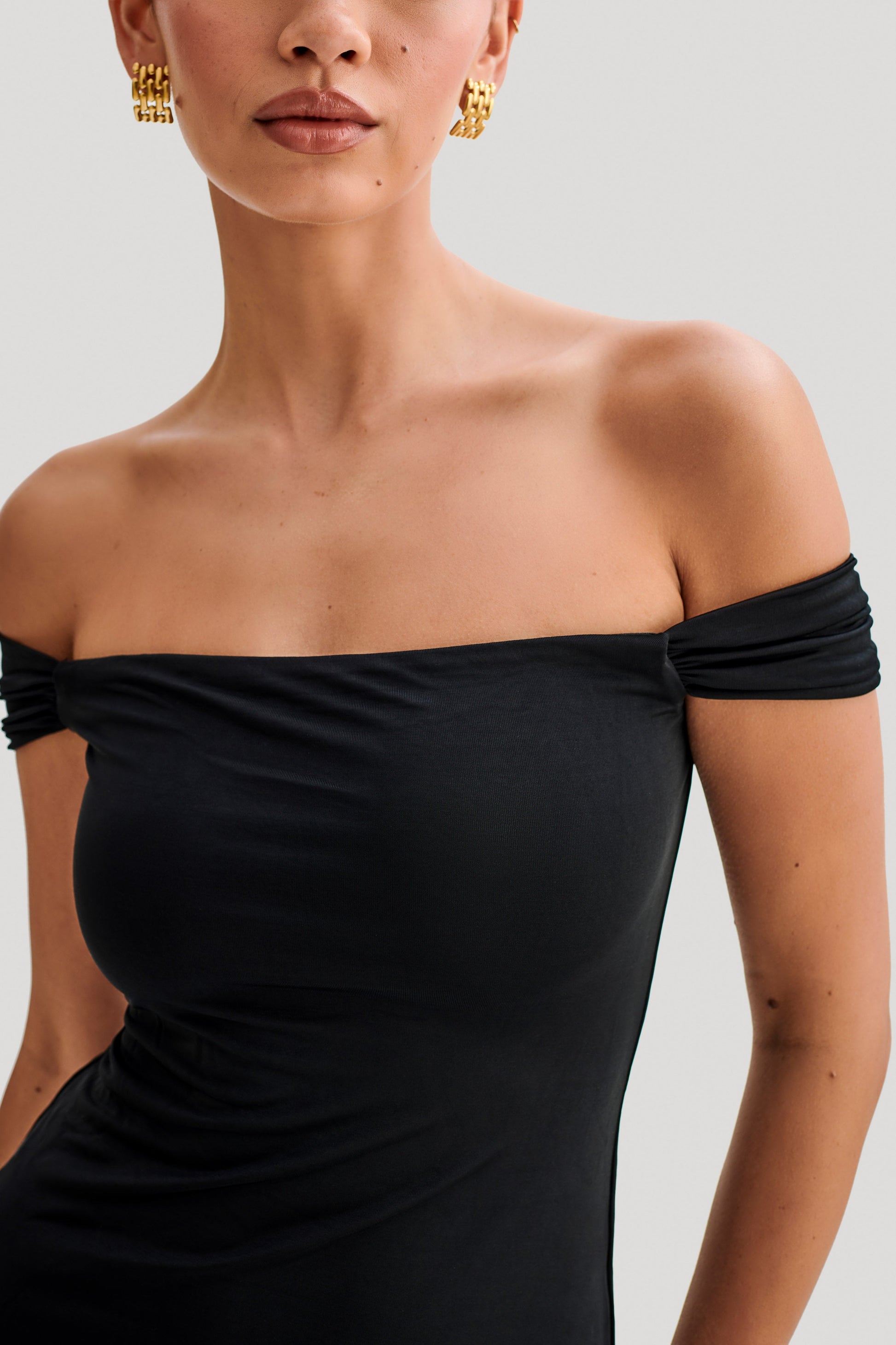 Eisley Slinky Off Shoulder Maxi Dress - Black #5