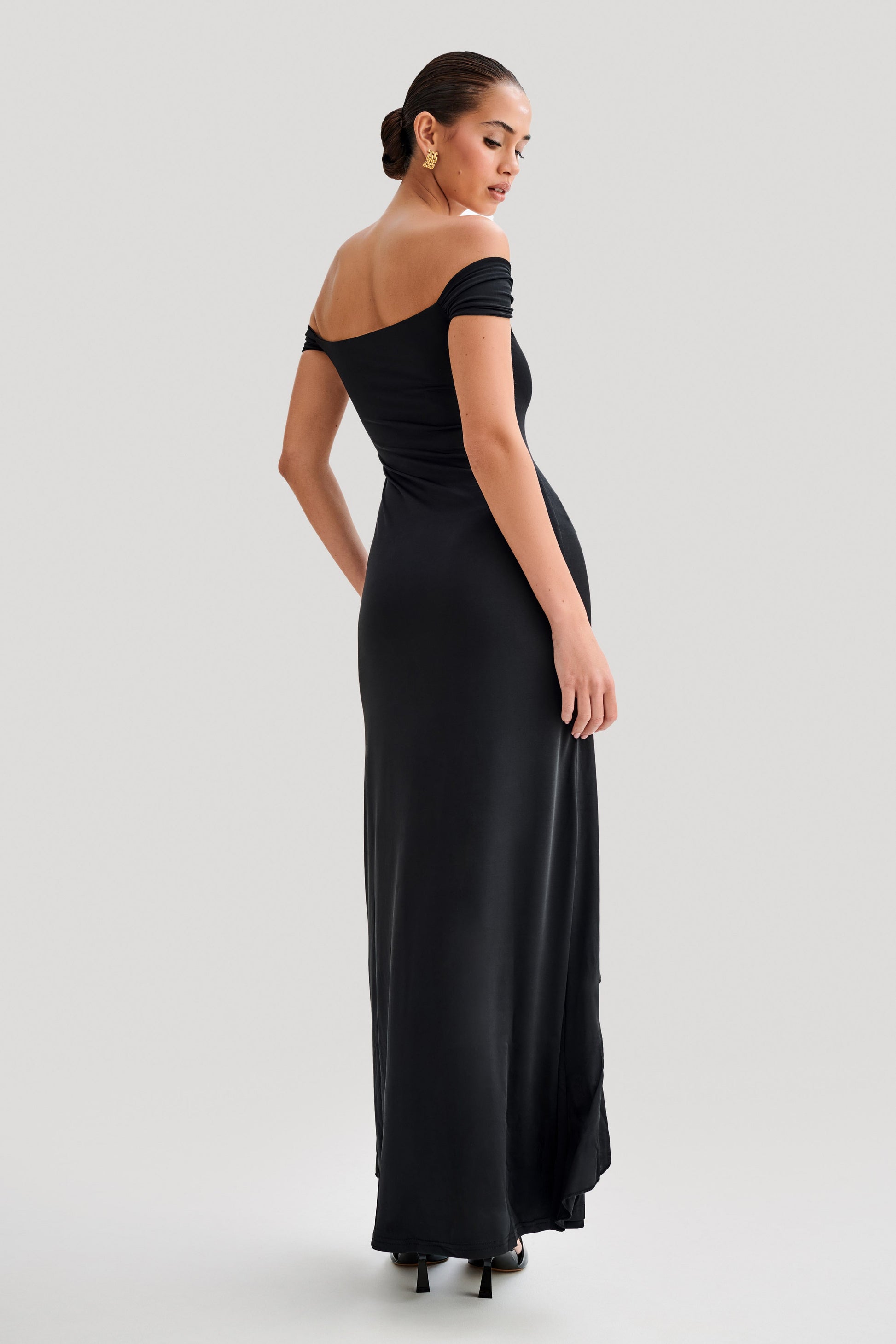 Eisley Slinky Off Shoulder Maxi Dress - Black #4