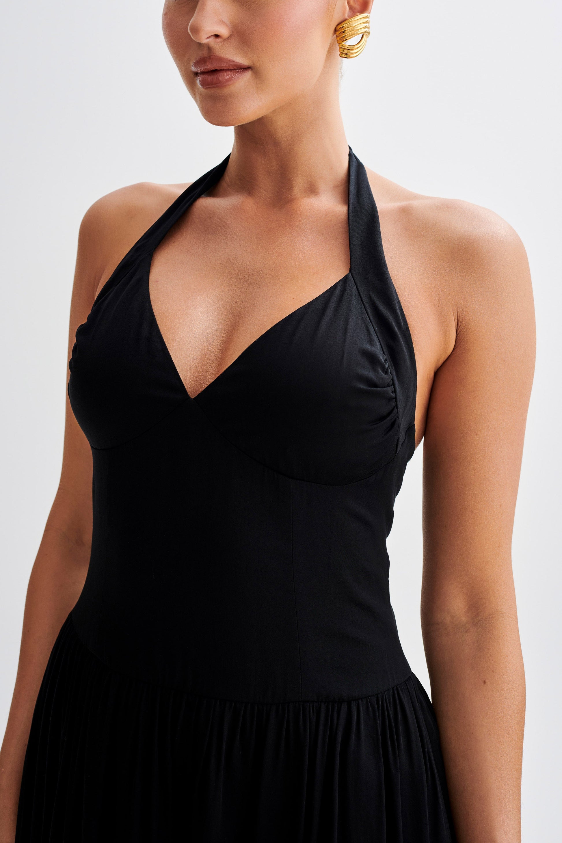 Harriette Halter Midi Dress - Black #2