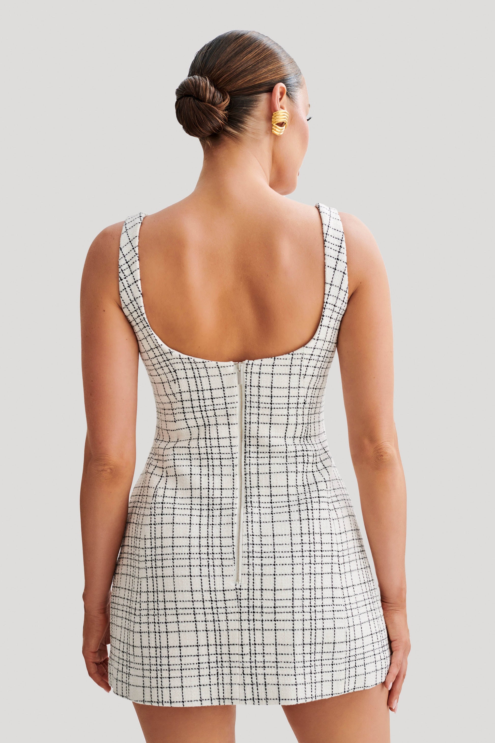 Beth Tweed Mini Dress - White Check #3