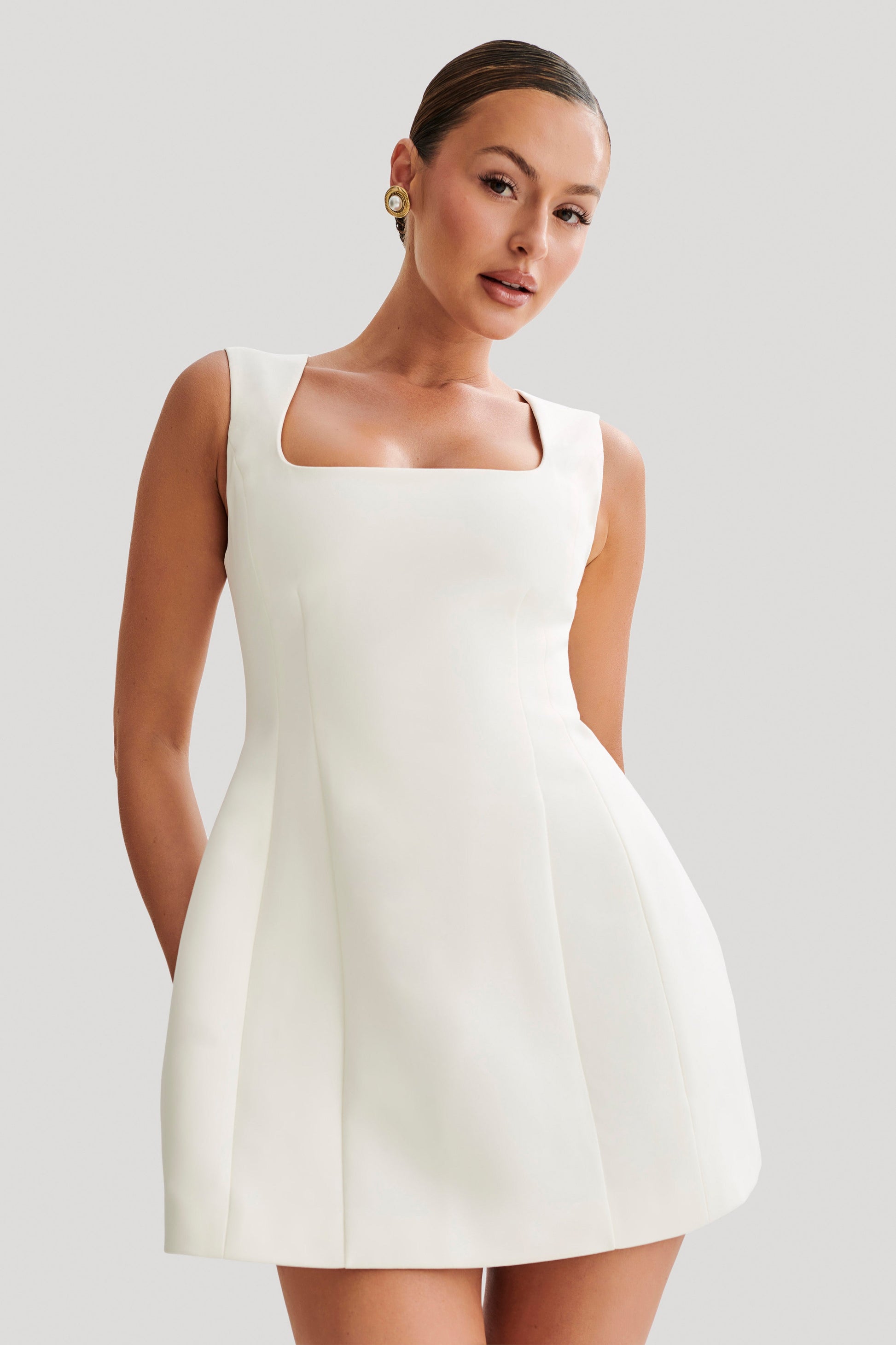 Lysandre Crepe Mini Dress - Ivory #8