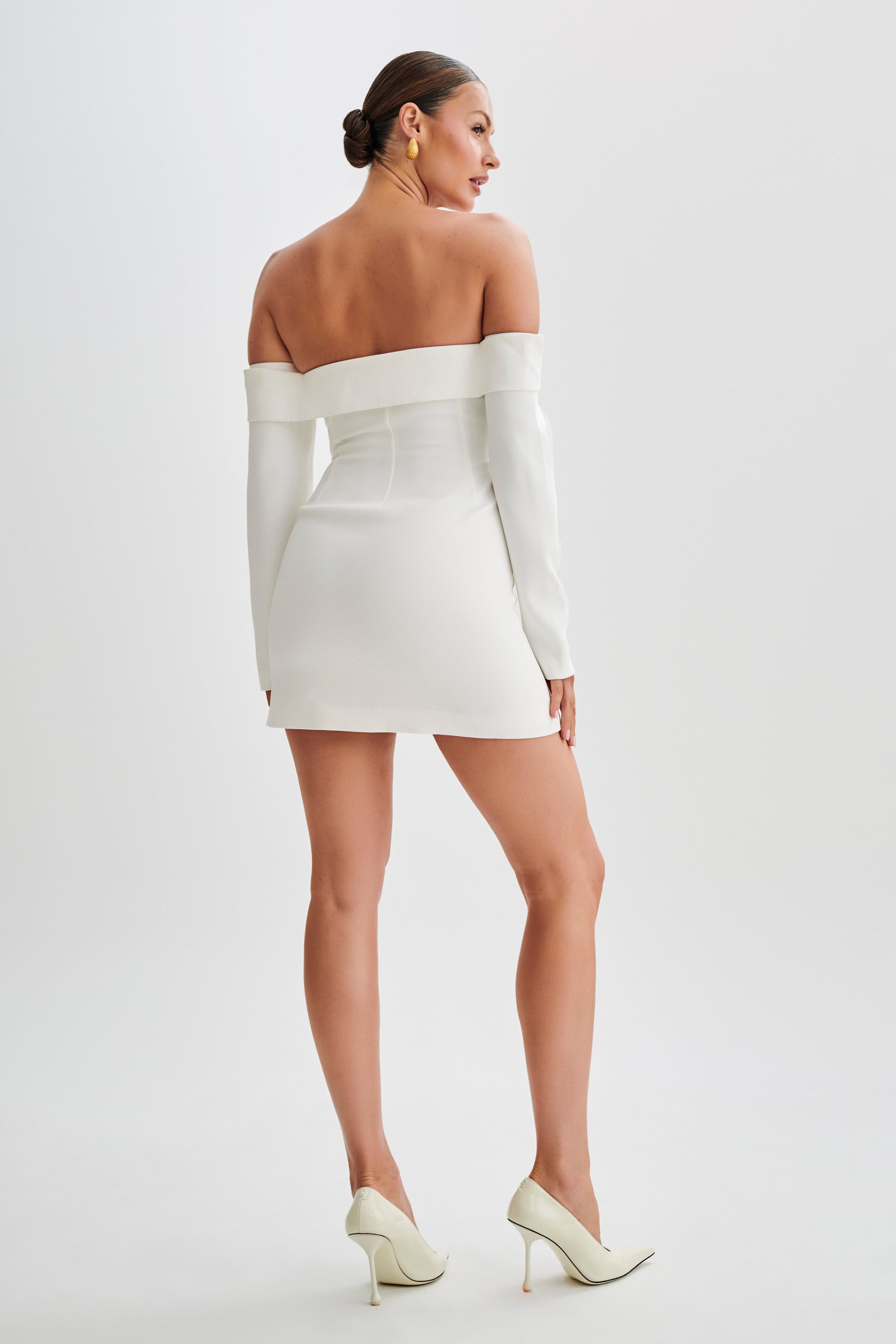 Hugo Suiting Off Shoulder Mini Dress - Ivory #5