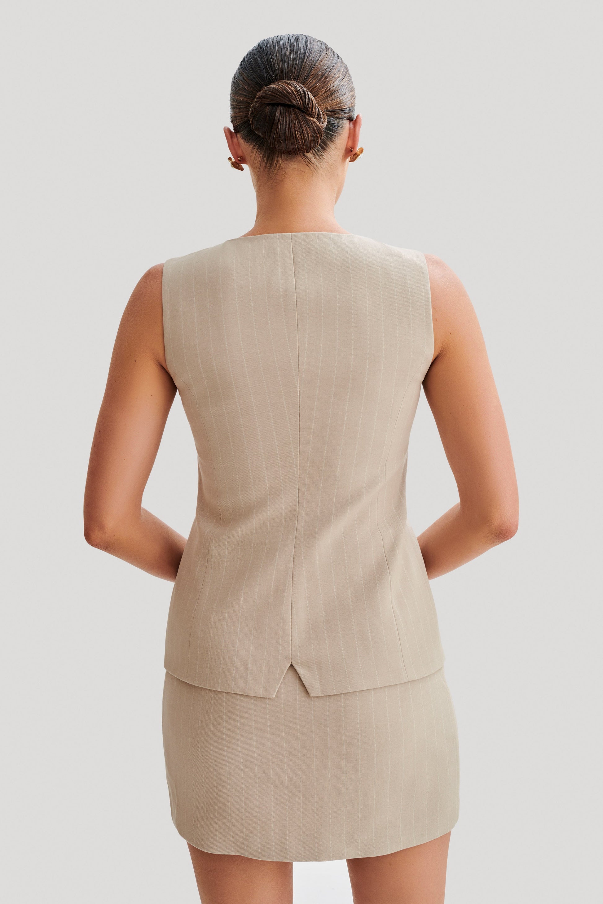 Tracey Suiting Vest - Taupe Pinstripe #3