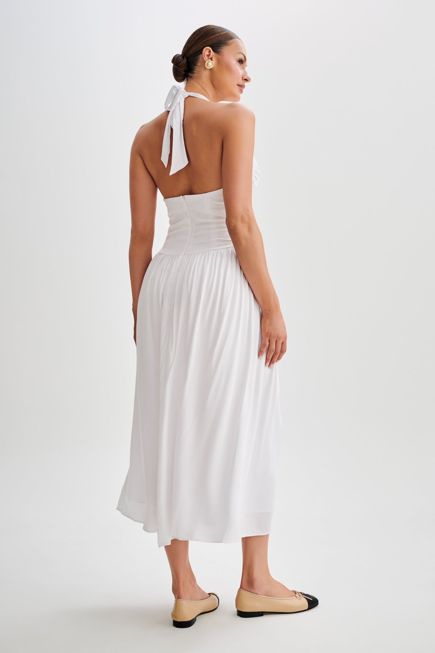 Harriette Halter Midi Dress - White