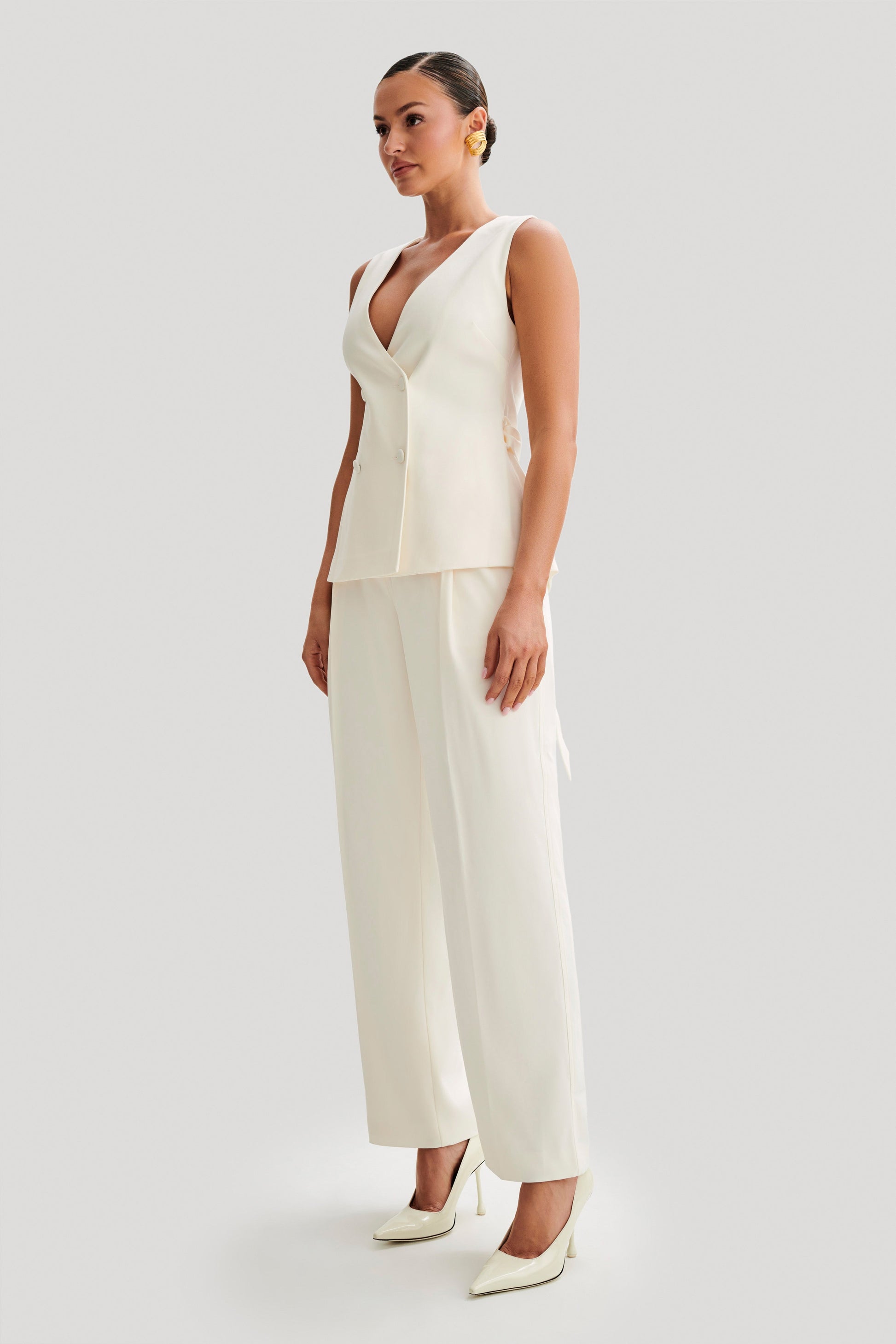 Amelie Suiting Longline Vest - Ivory #6