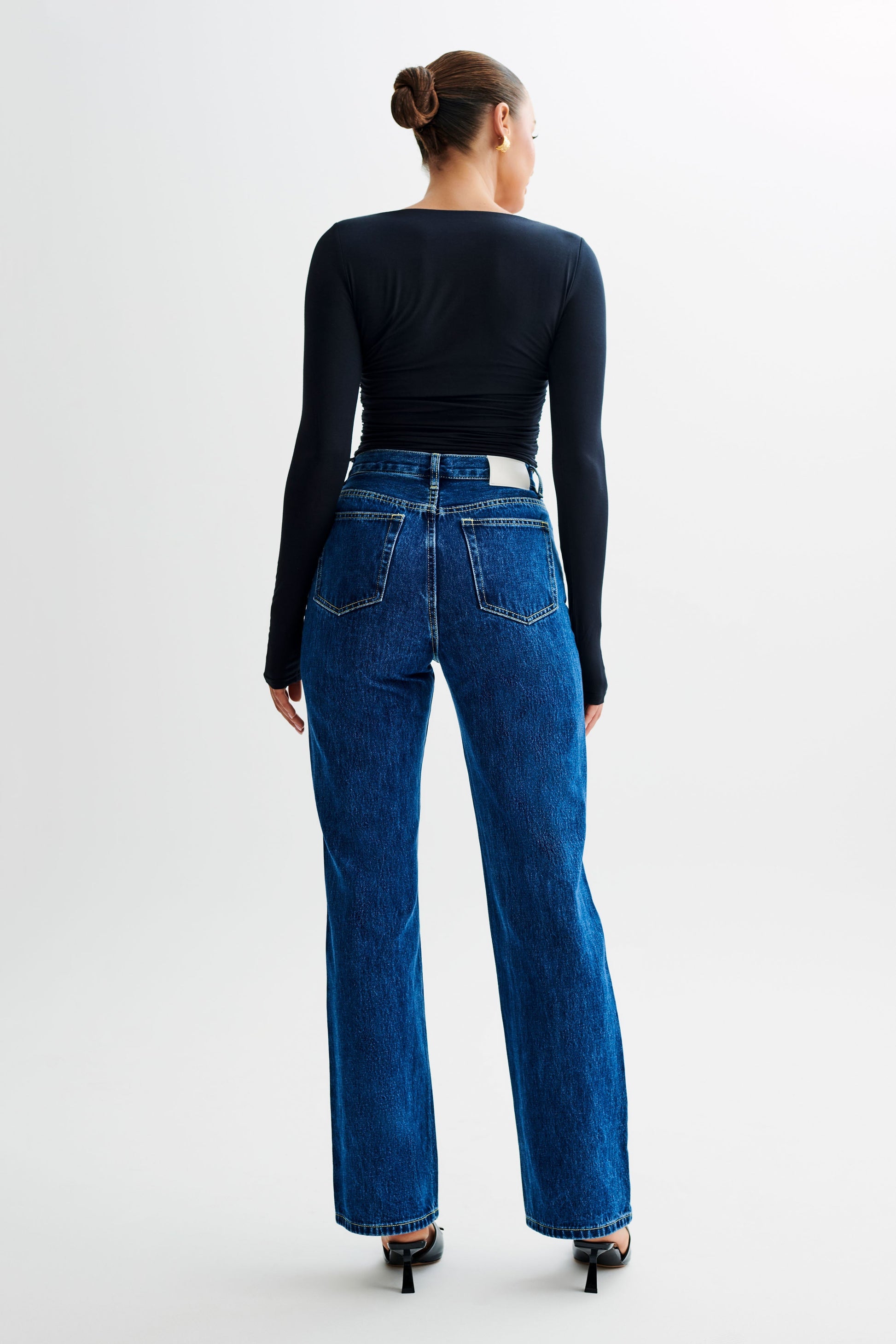 Sutton Ruched Long Sleeve Top - Black #7