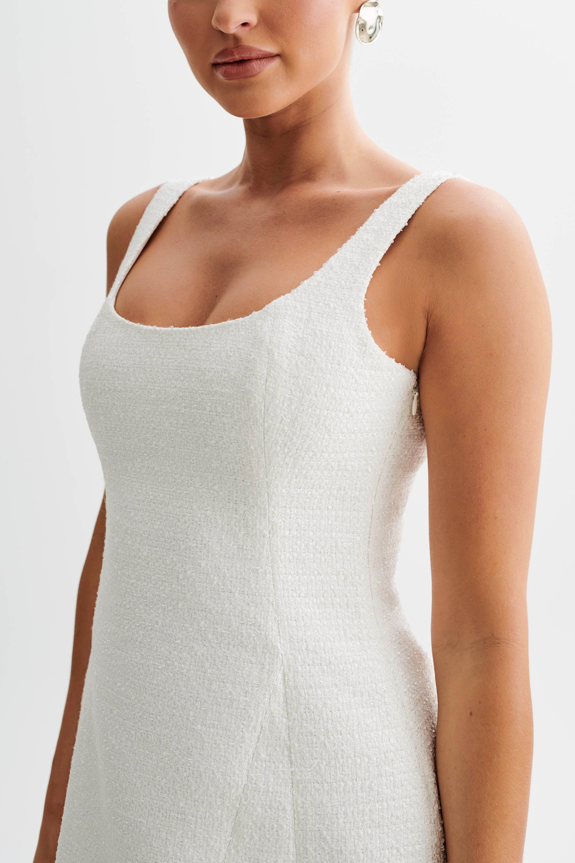 Beth Tweed Mini Dress - White #2